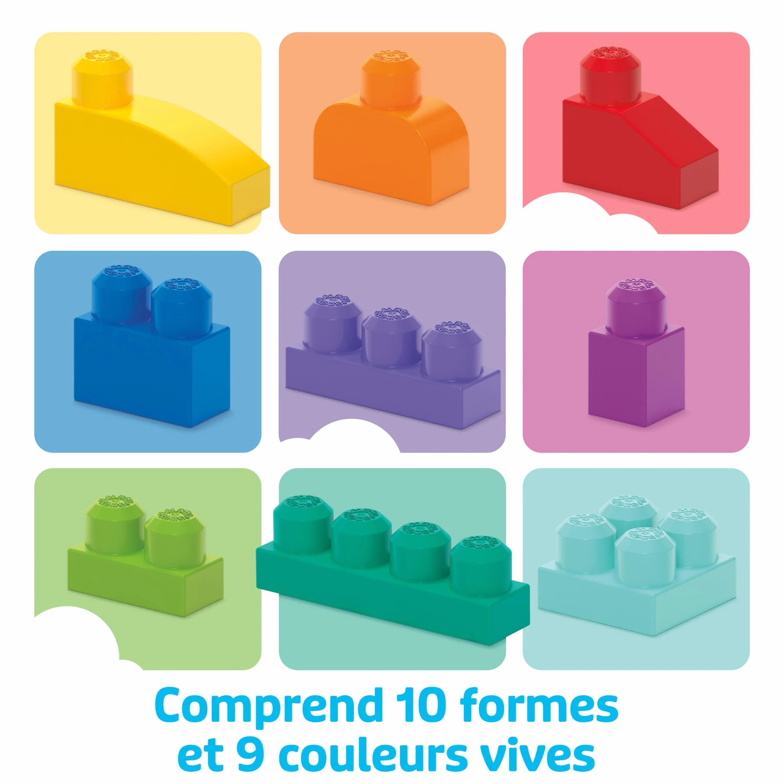 MEGA Bloks Sac bleu jeu de blocs de construction 80 pièces jouet bébé enfant 1-5 ans DCH63