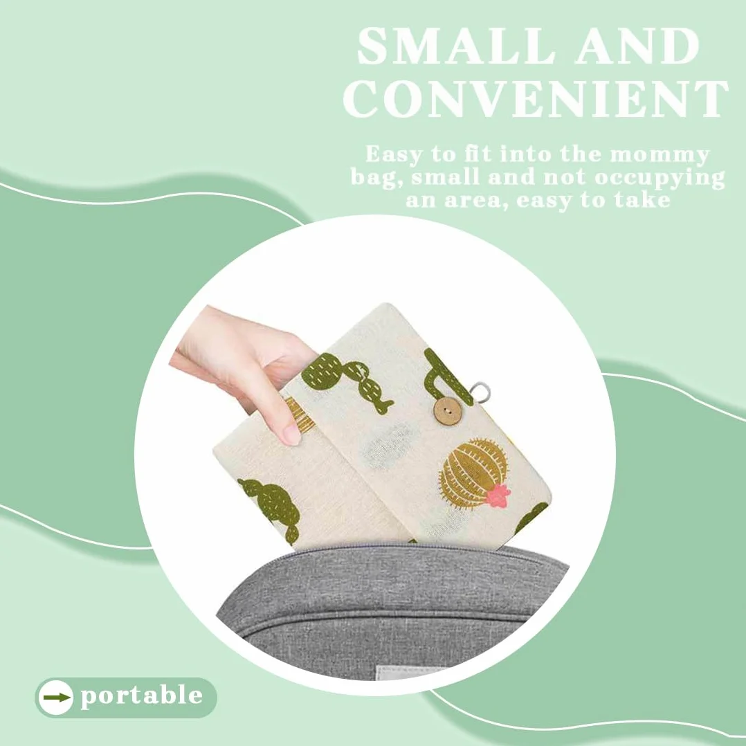 Sac à Couches de Bébé Suspendu Organisateur Pliable Portable 2 en 1 Cactus 18×21cm