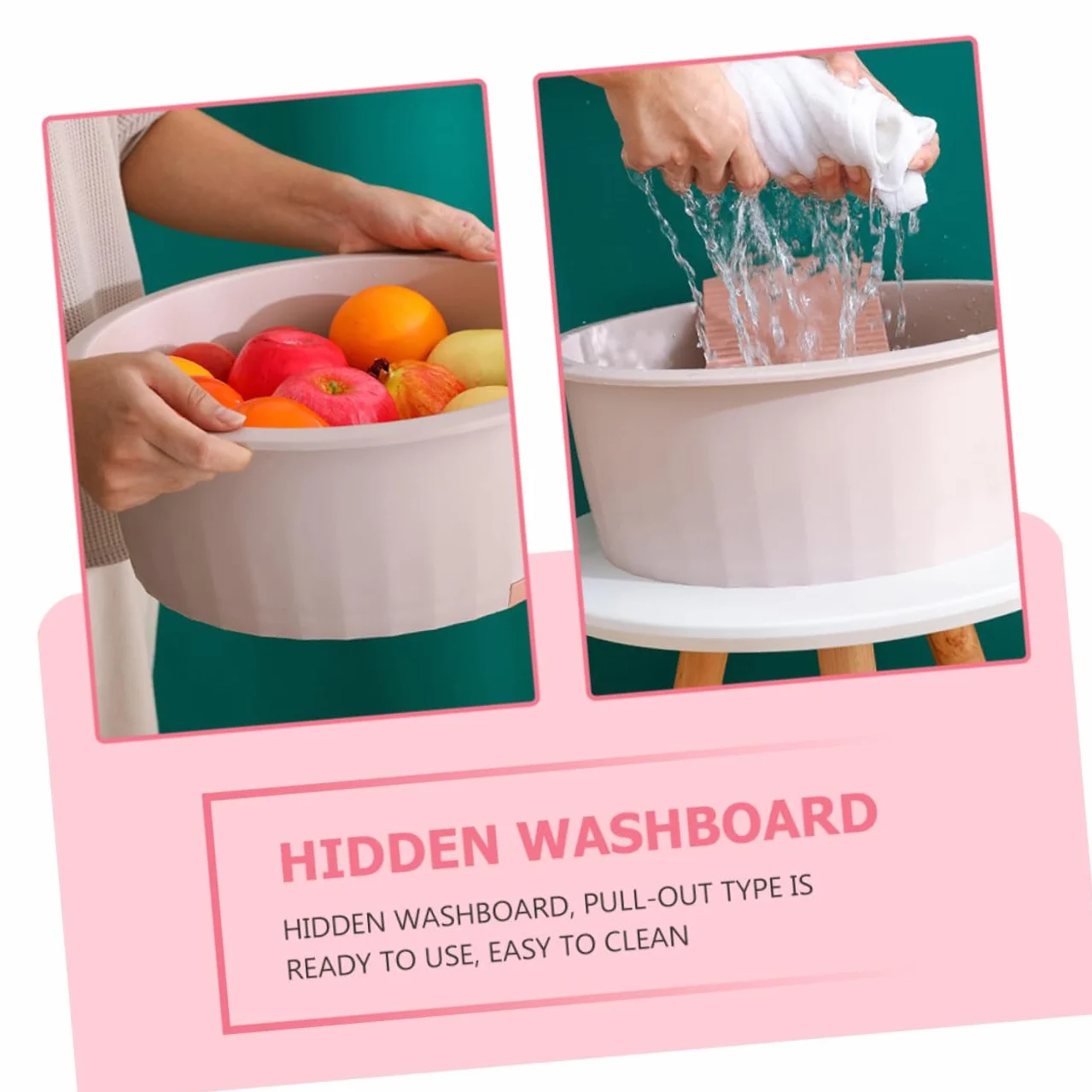 Bassine de Lavage Grosse Taille pour Bébé Rose, Bassin en Plastique Épais pour Nettoyage Linge Camping Maison