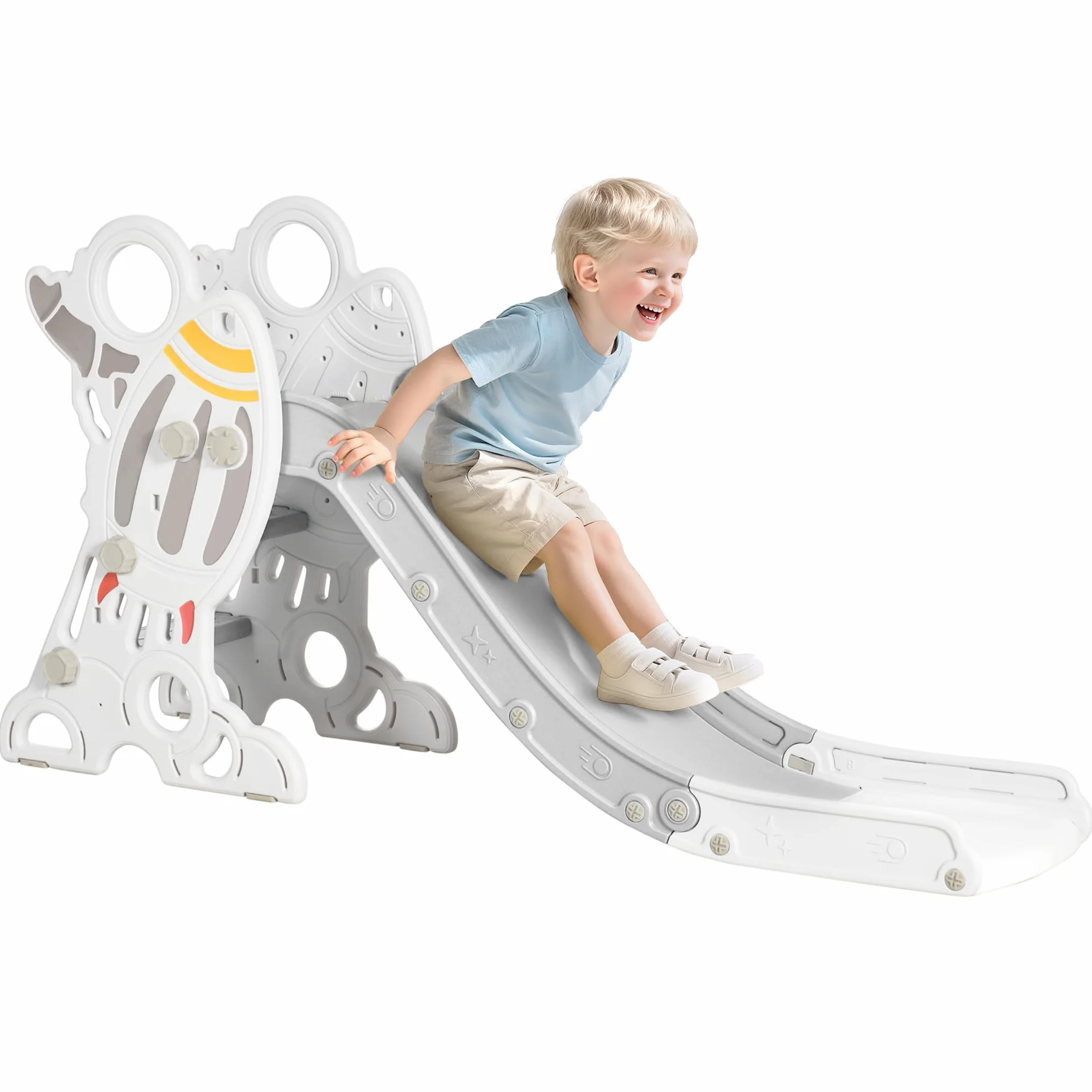 AIYAPLAY Toboggan pour Enfants, intérieur, 18-36 Mois, 30 kg, 157x46,5x80 cm, Gris