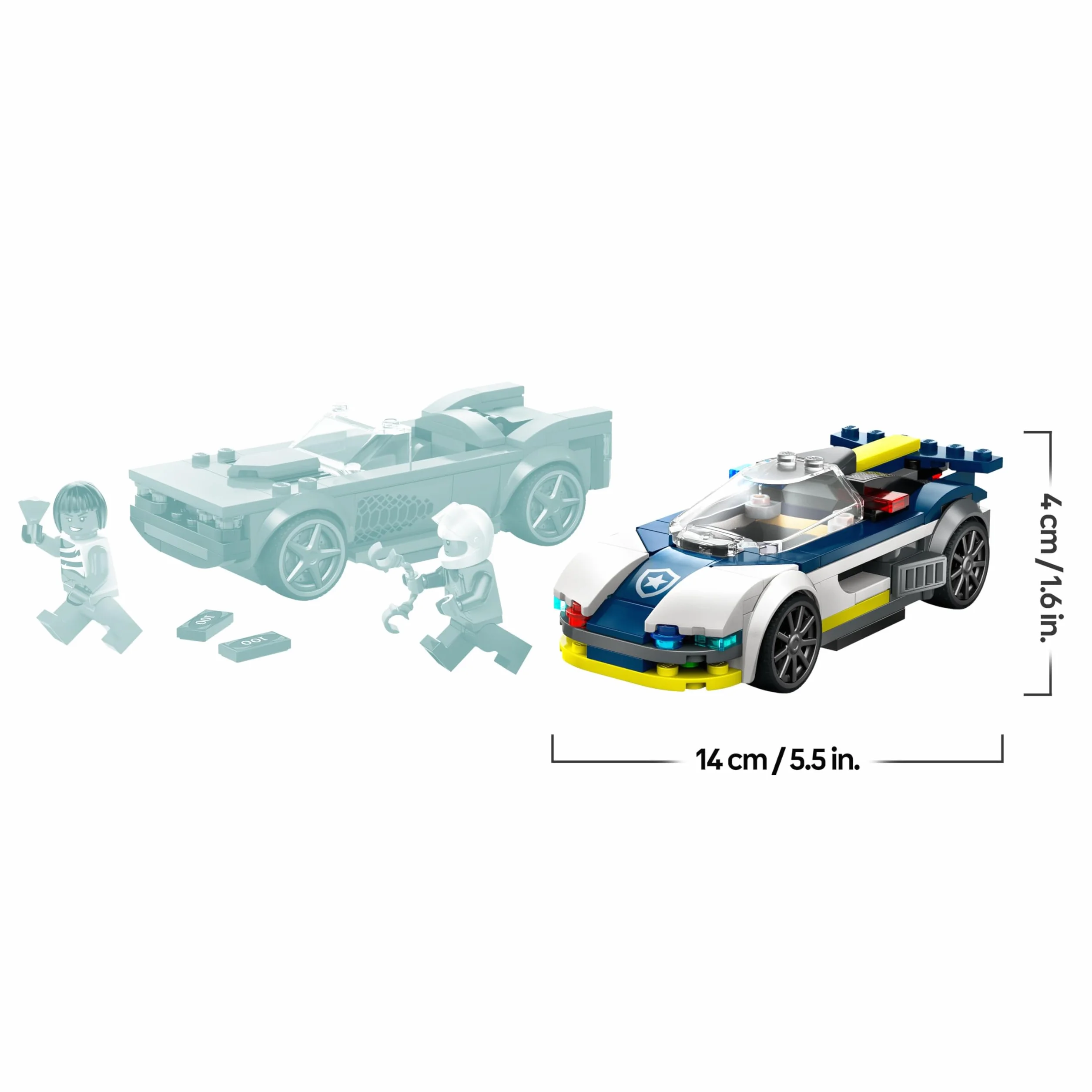 LEGO City La Course-Poursuite Entre la Voiture de Police et la Super Voiture, Jouet Imaginatif et de Rôles, Minifigurines d'Agent et Voleuse, Cadeau pour Garçons et Filles Dès 6 Ans 60415