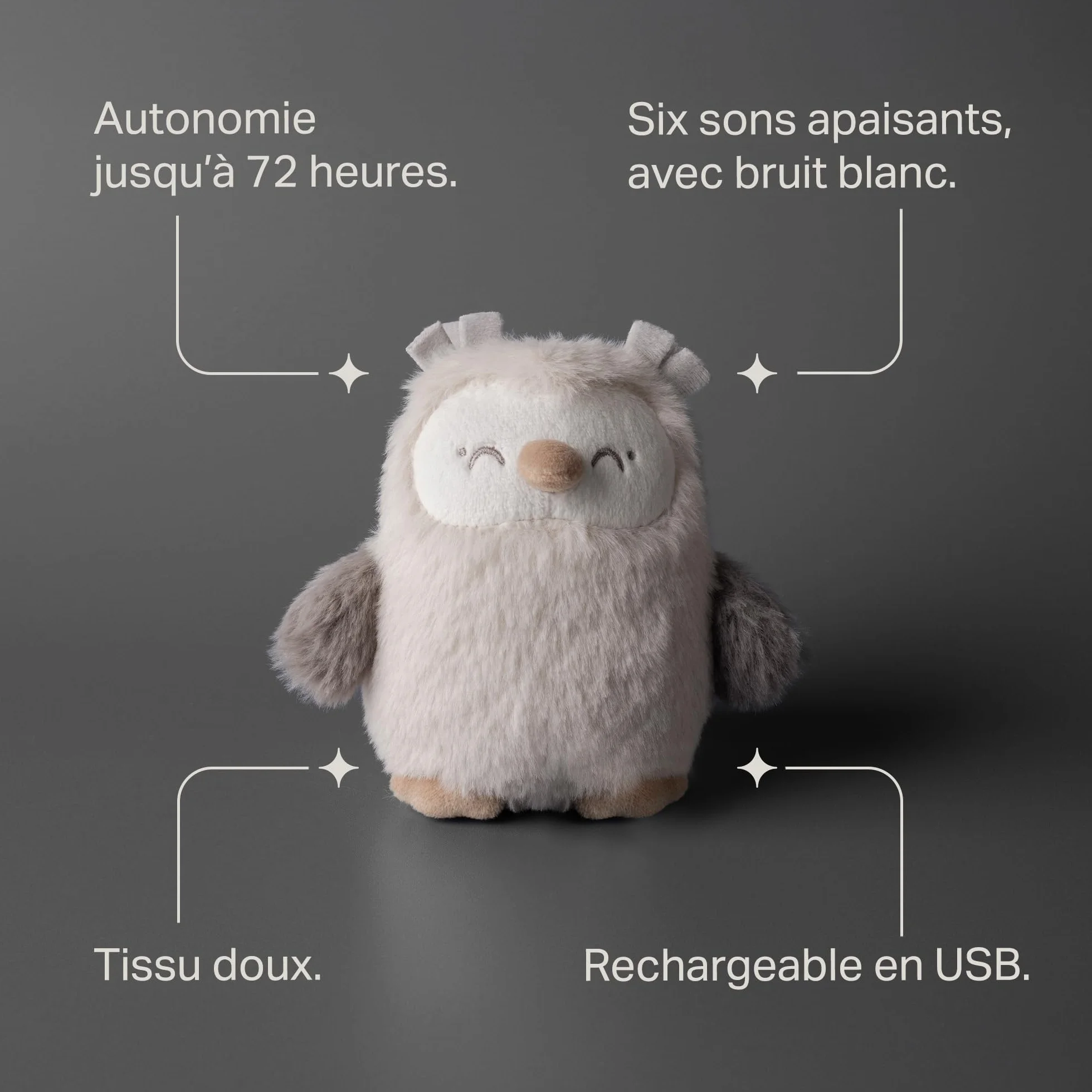 Tommee Tippee Mini OllieChouette Aide au sommeil portable bruit blanc machine rechargeable USB 72h lavable