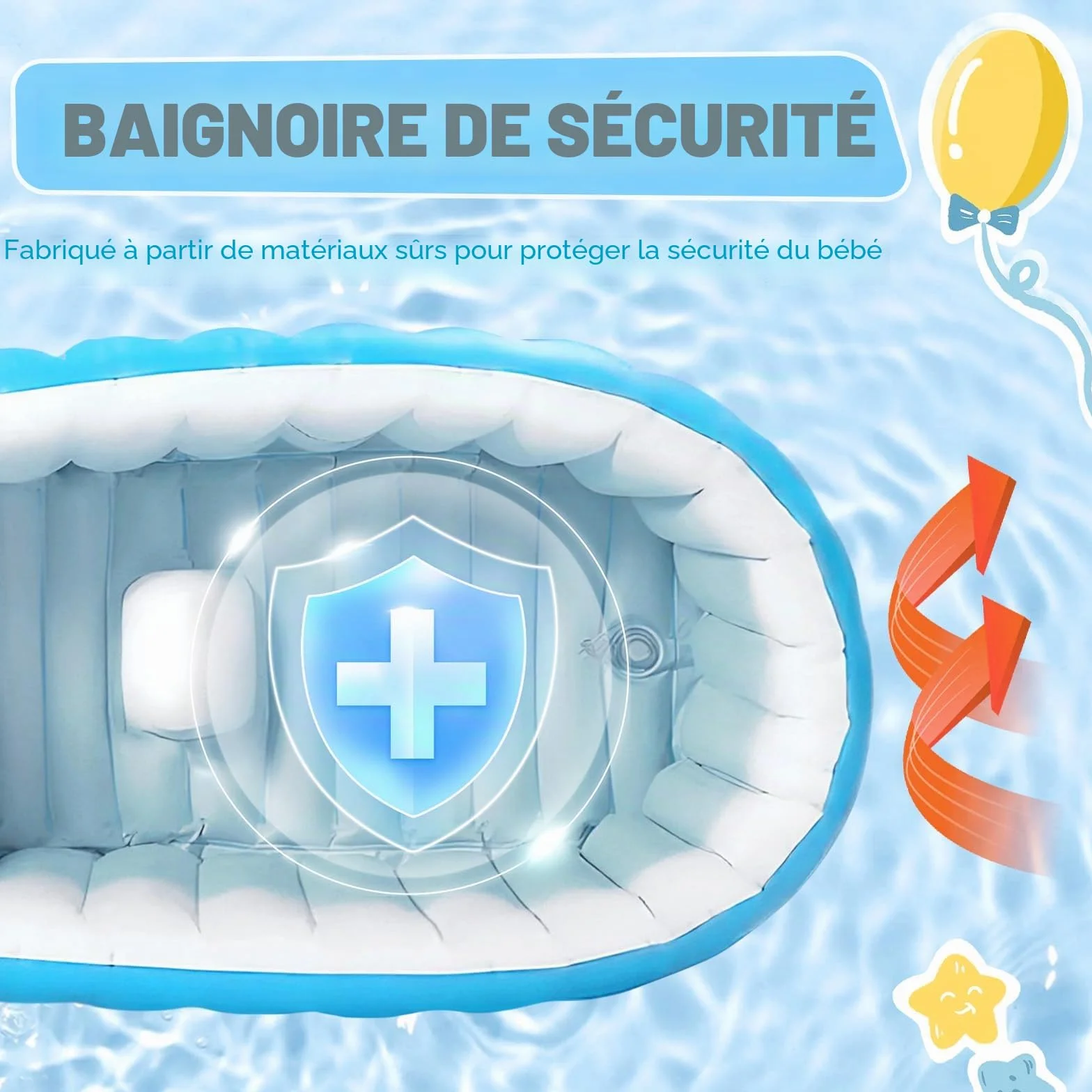 Baignoire Gonflable pour Bébé Portable avec Pompe à Air Mini Piscine Nouveau-né