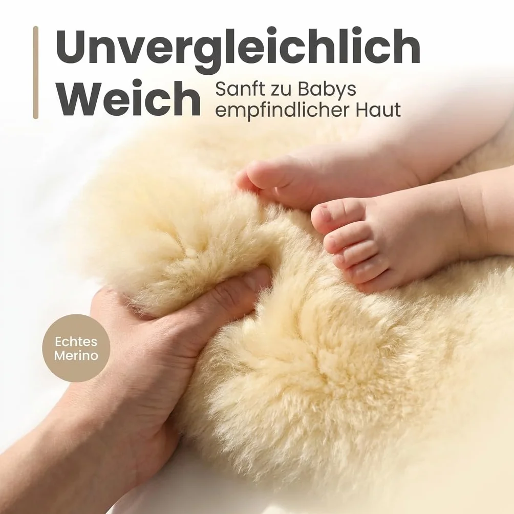 *** Notre LANABEST XXL Peau d'agneau Extra Grande. Lavable à 30° C. Tannage médical, fabriqué en Allemagne. Odeur agréable. Peau d`Agneau rasée a 3 cm. Longueur env. 100 cm