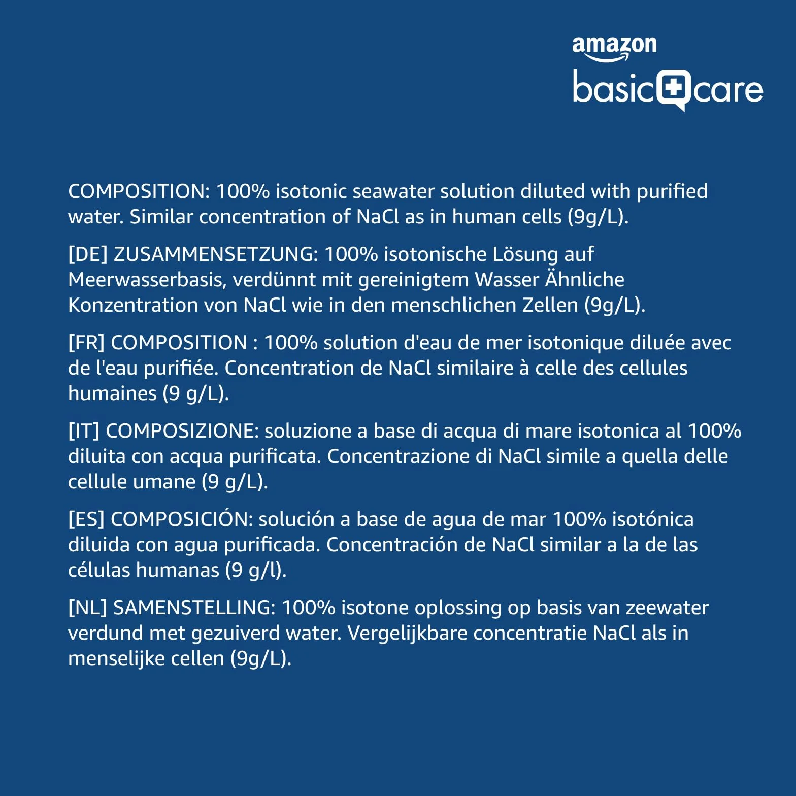 Amazon Basic Care Spray Nasal à l'Eau de Mer Naturelle 100 ml