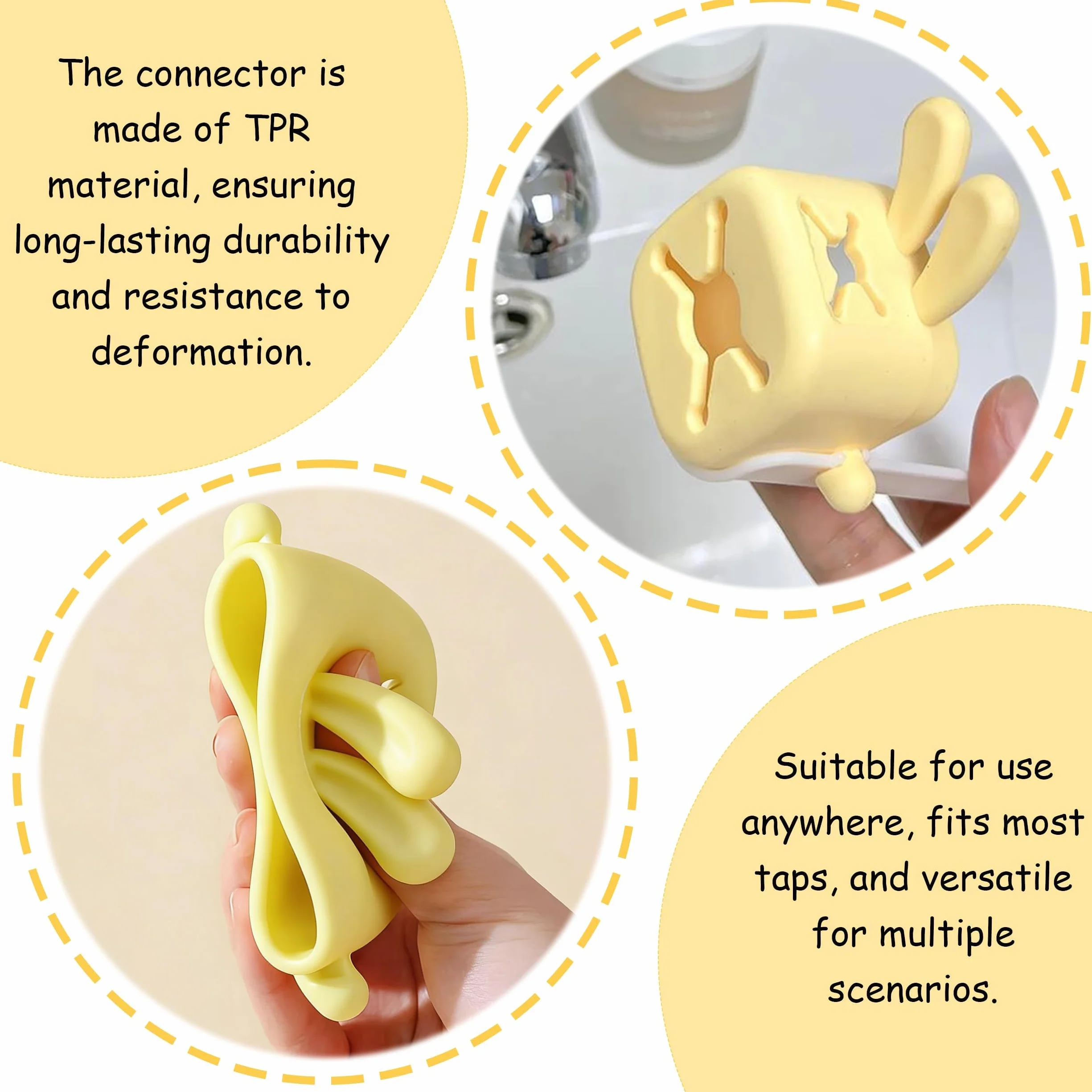 Prolongateur de Robinet Enfant Jaune, Rallonge de Robinet avec Oreilles de Lapin en Plastique pour Lavabo