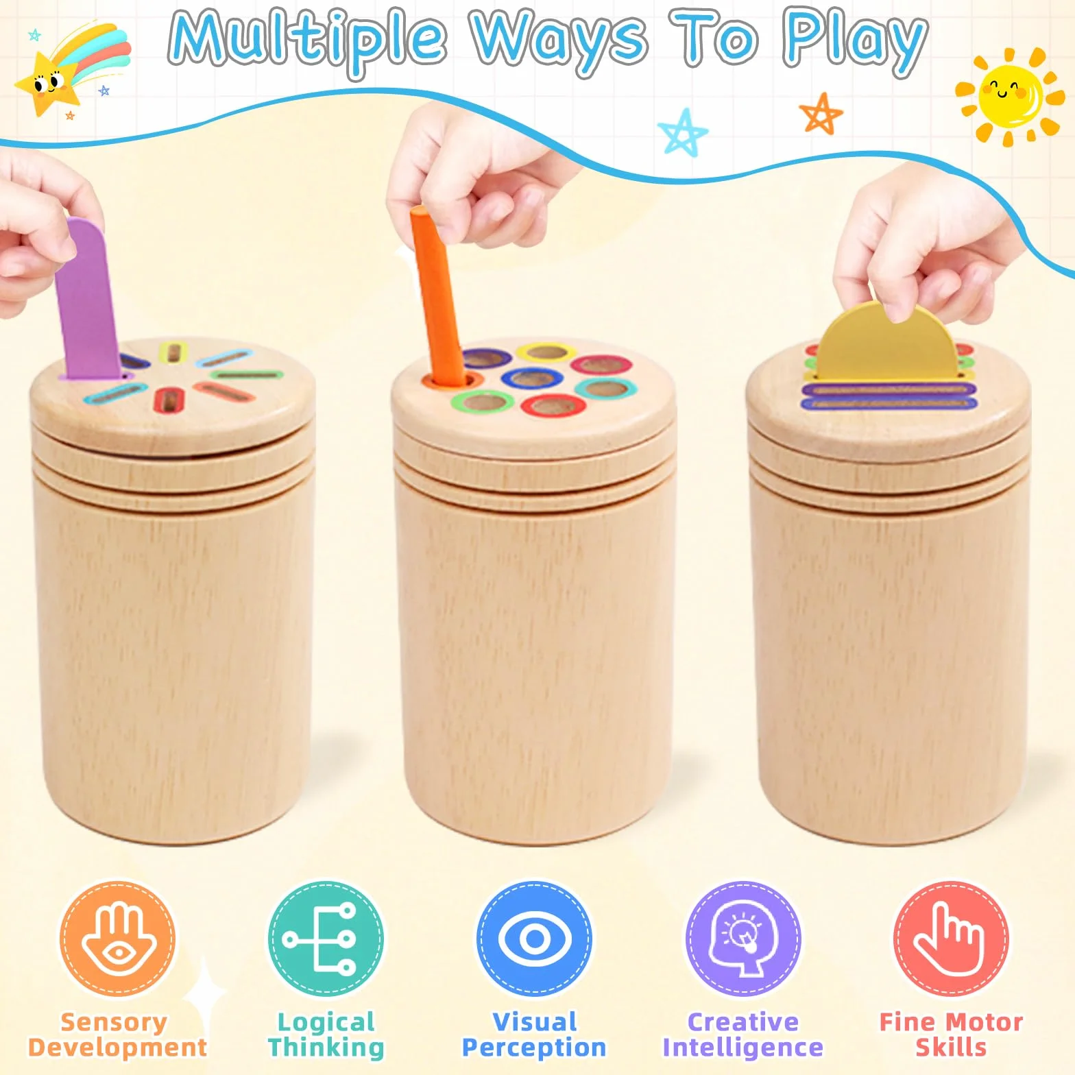 Jeux Montessori 1 2 3 Ans, 3 en 1 Jouet De Tri Enfants Jouets Montessori Bois Forme Trier Bebe 1 2 3 4 Ans Apprendre Les Couleurs Jeu Educatif 1 An avec Sac de Rangement Jouets à Trier Et à Empiler