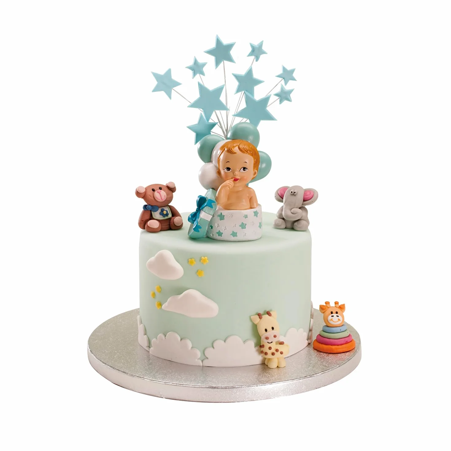 Figurine en résine Décoration Baptême Garçon 10 cm Cake topper Apte au Contact Alimentaire