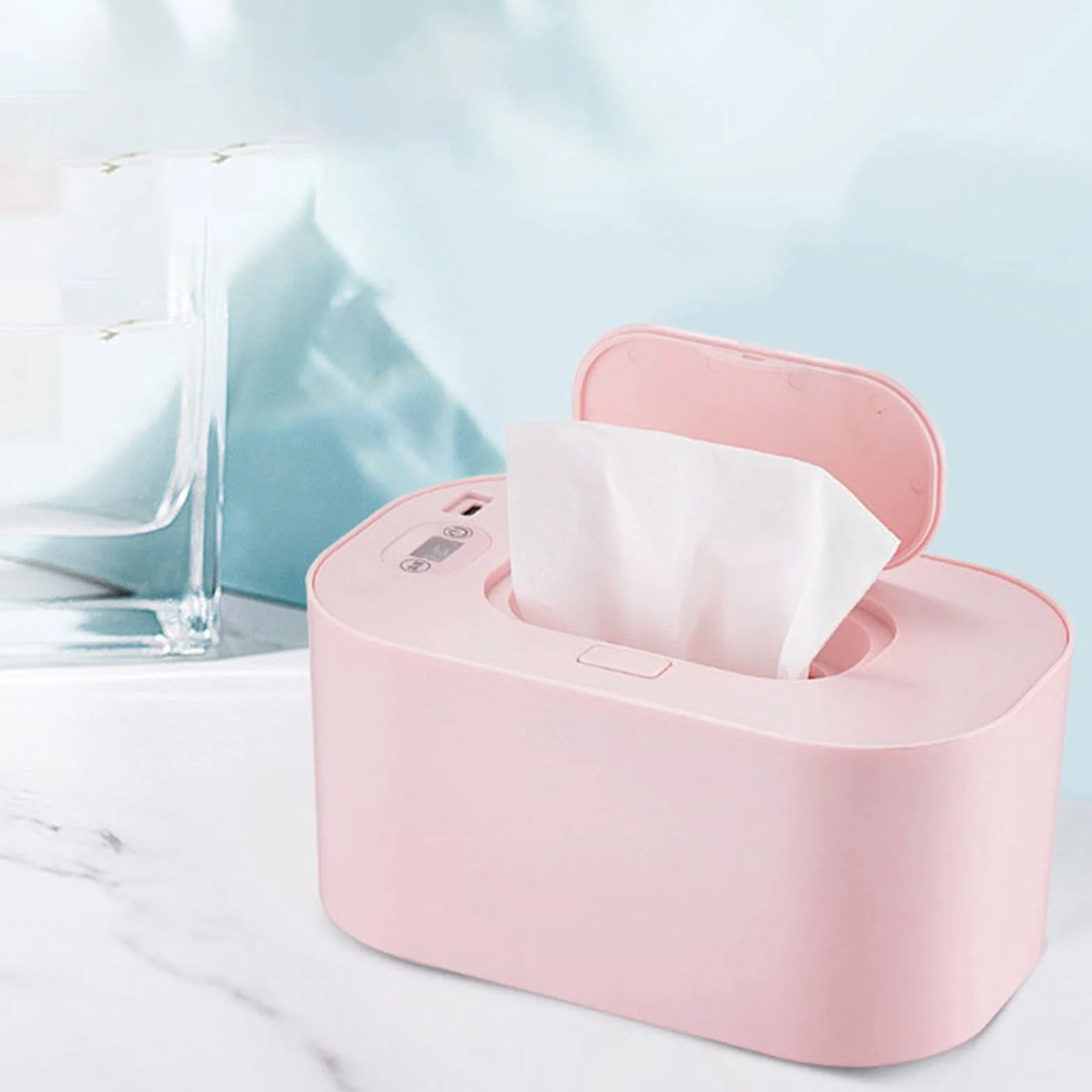 Réchauffeur de Lingettes pour bébé Portable PP Intelligent Température Réglable sans Fil Chargement Voiture