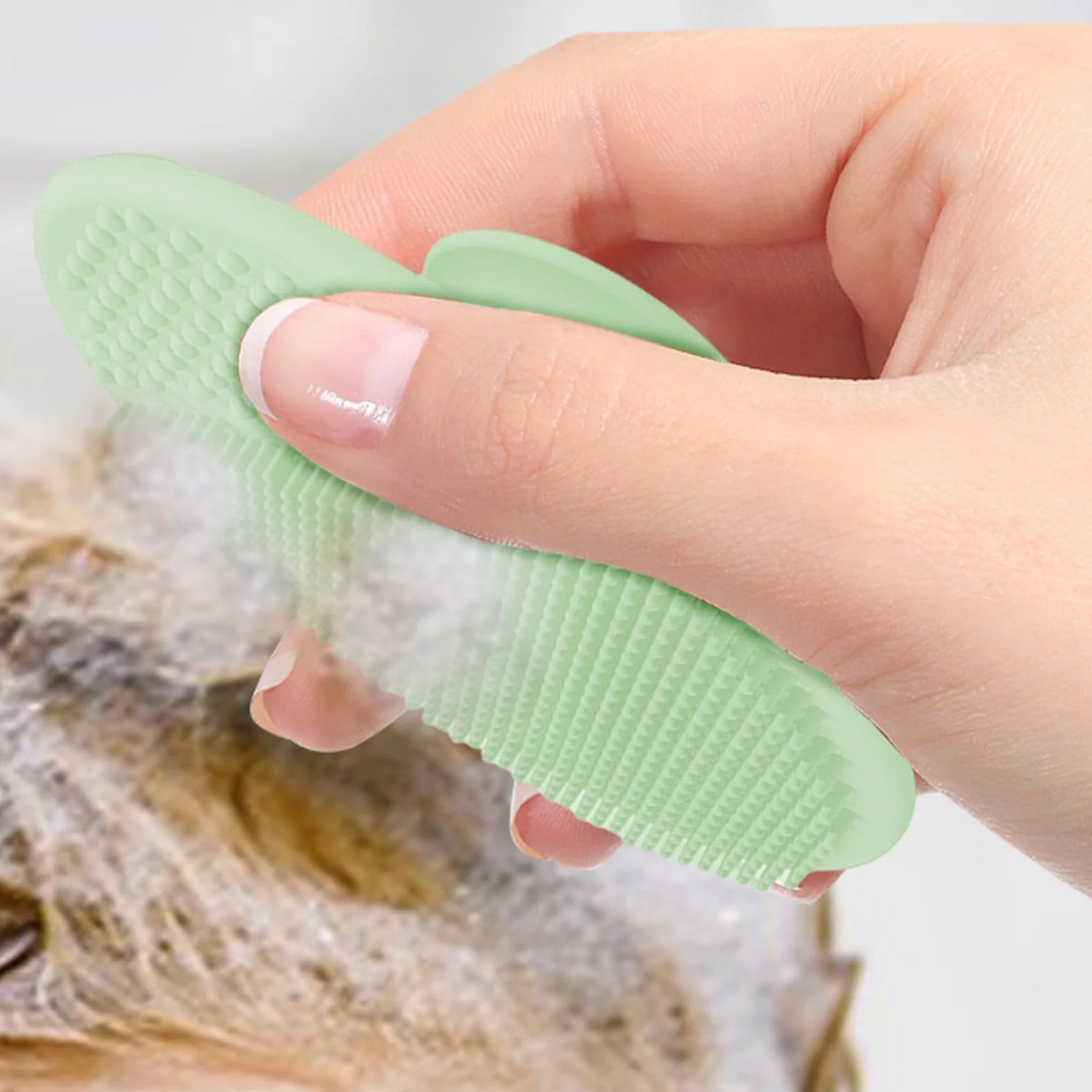 Brosse pour cuir chevelu de bébé en silicone - Épurateur de bain pour bébé
