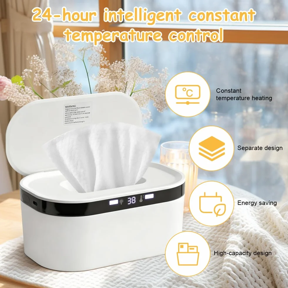 Chauffe-lingettes humides 10 W USB 3 niveaux de chauffage rapide veilleuse intégrée pour bébé