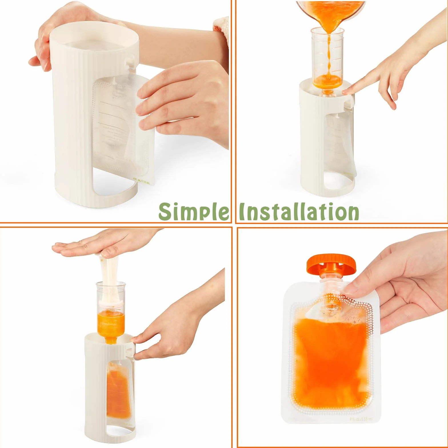 PandaEar Station de Remplissage pour Purées Bébé avec 10 Pochettes
