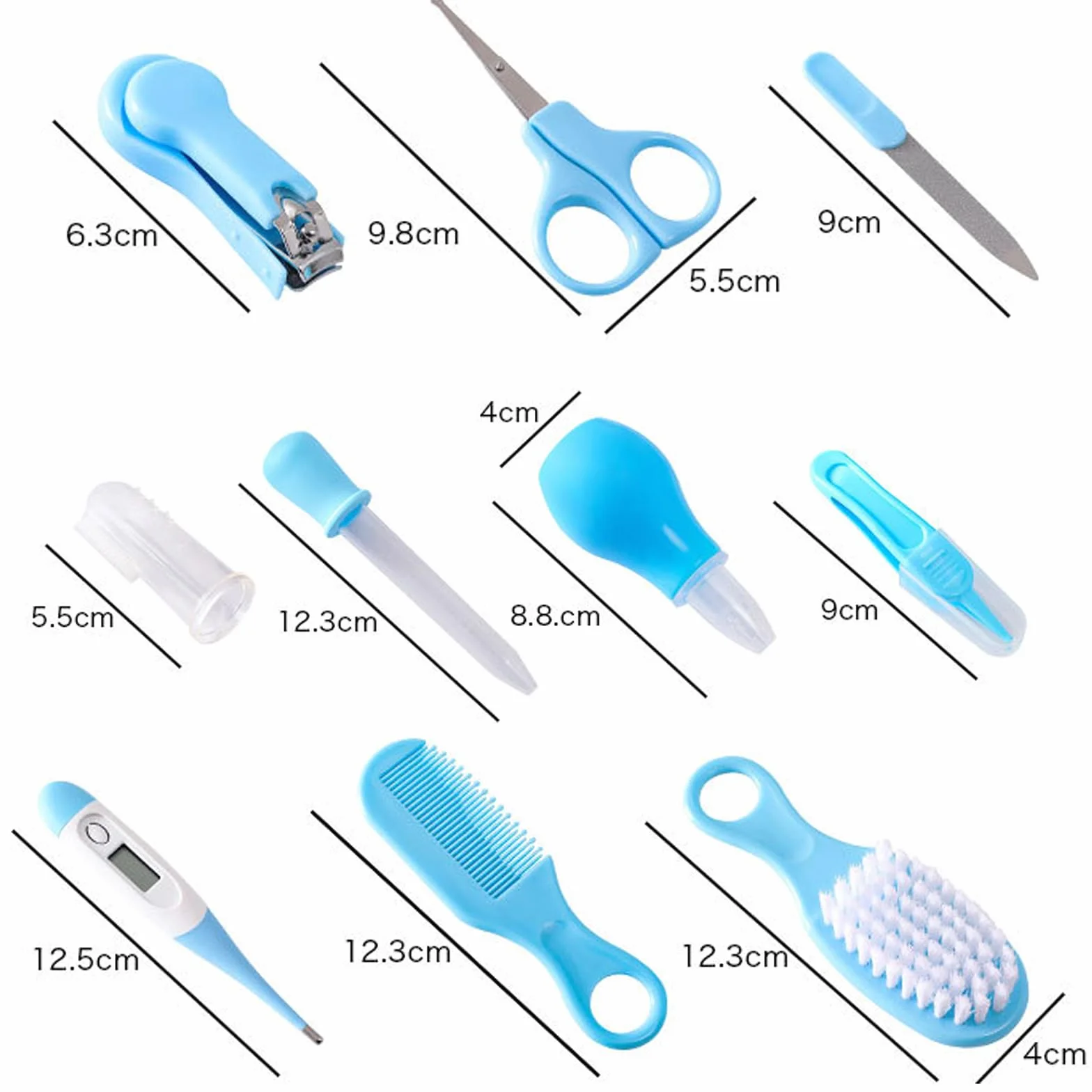 Liemuao Trousse de Soin Bébé Naissance 10 Pièces, Kit Toilettage Bébé avec Thermomètre Digital, Brosse, Peigne, Lime, Mouche Bébé, Rose