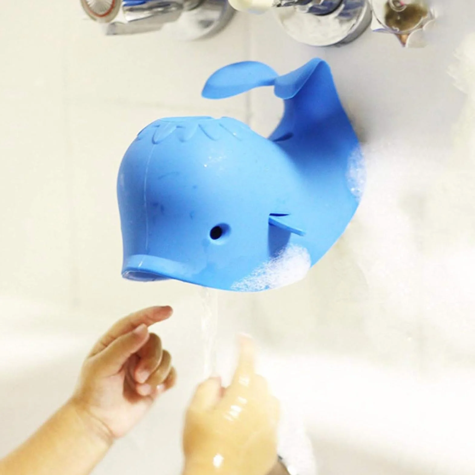 Couvercle de Robinet de Baignoire en Silicone Baleine Bleu pour Bébé