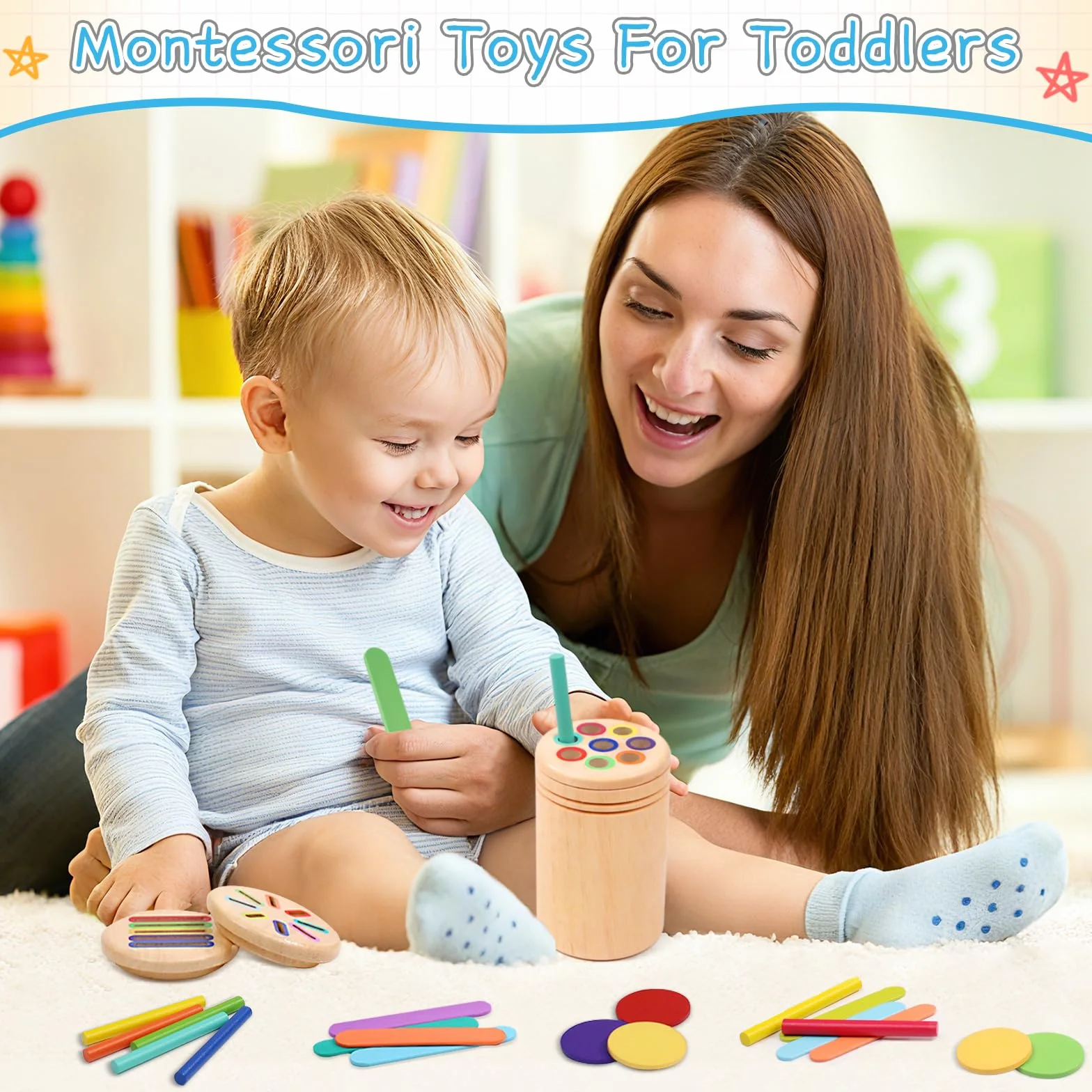 Jeux Montessori 1 2 3 Ans, 3 en 1 Jouet De Tri Enfants Jouets Montessori Bois Forme Trier Bebe 1 2 3 4 Ans Apprendre Les Couleurs Jeu Educatif 1 An avec Sac de Rangement Jouets à Trier Et à Empiler