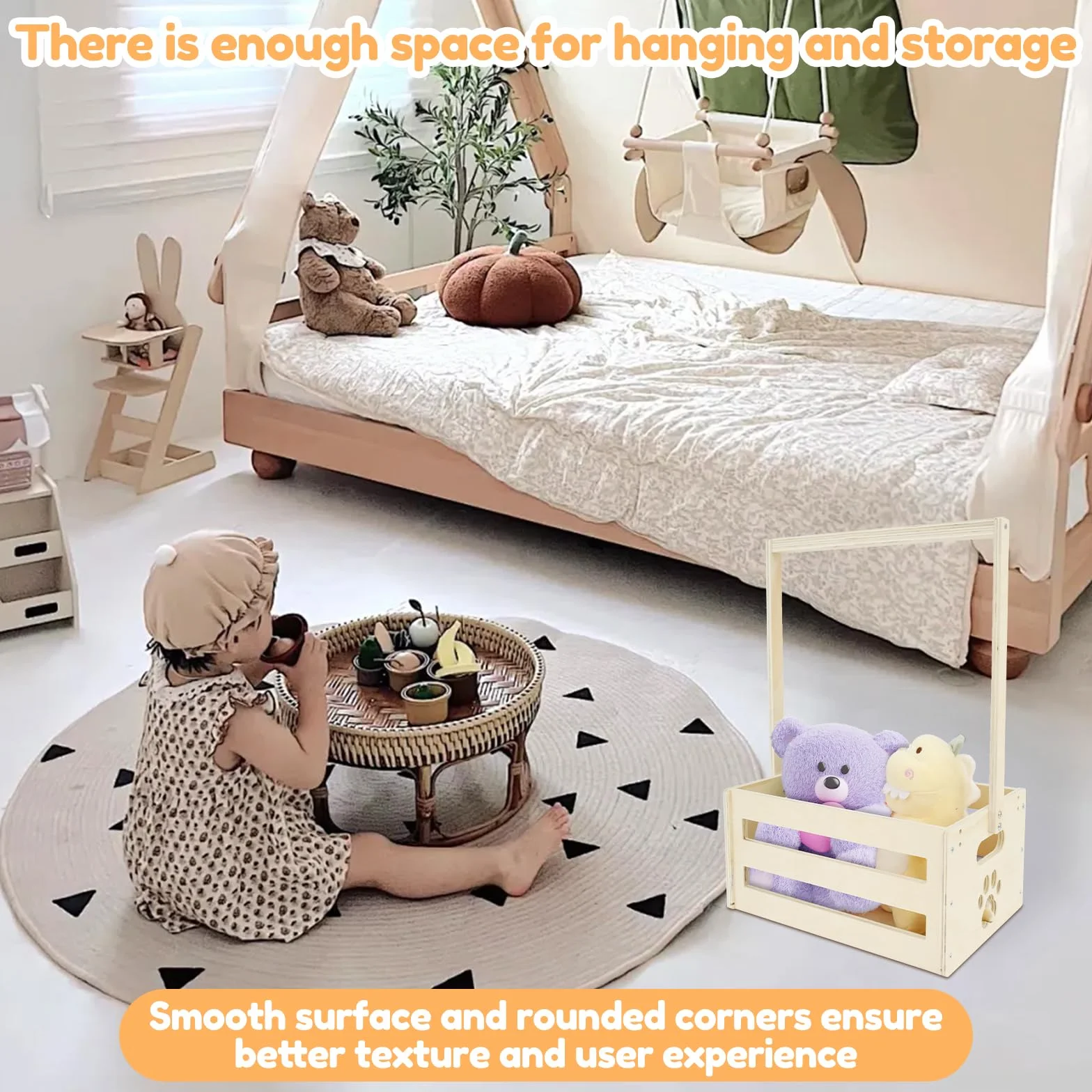 Panier cadeau bébé boîte en bois rangement porte-vêtements