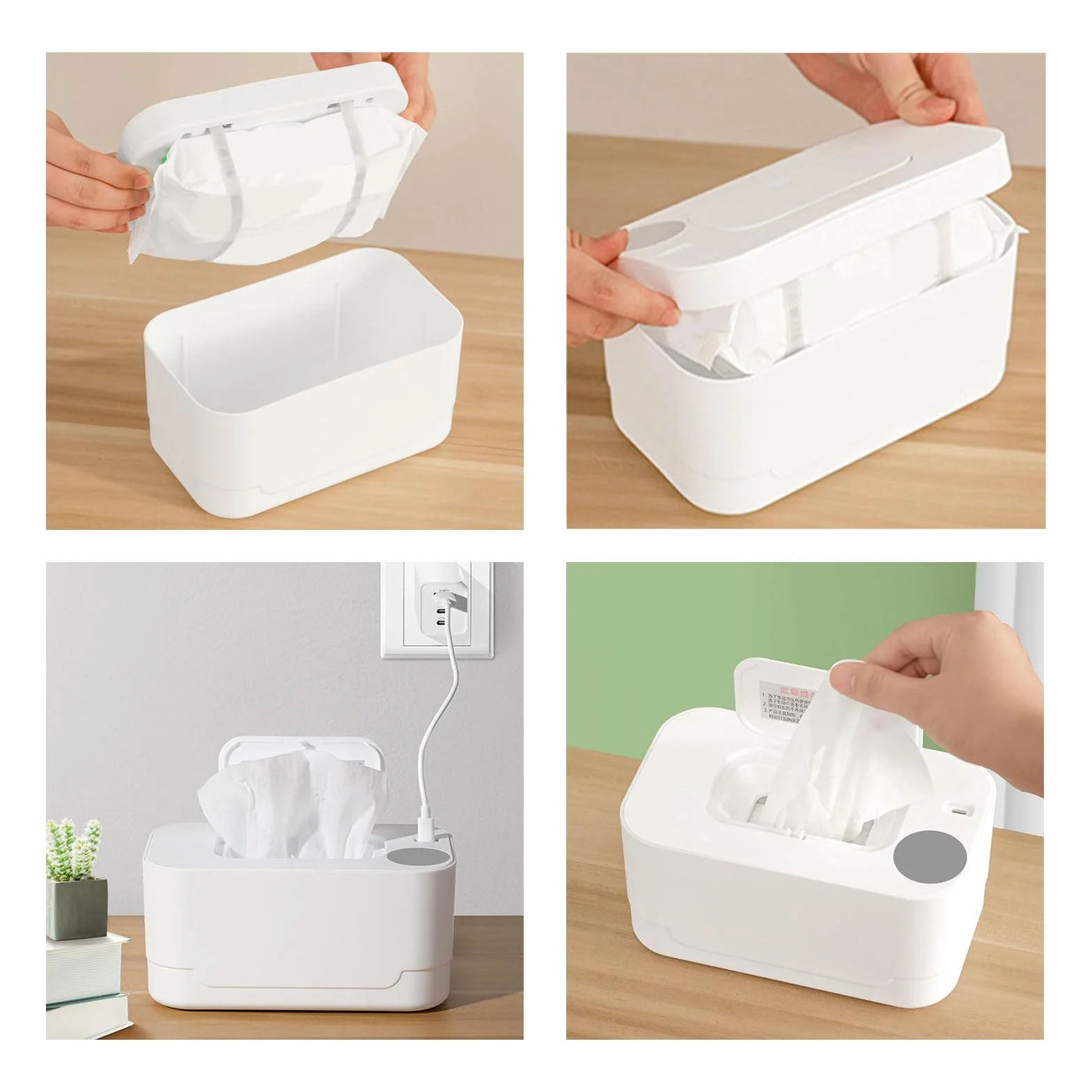 MagiDeal Chauffe-lingettes silencieux distributeur lingettes humides portable bébé affichage numérique blanc