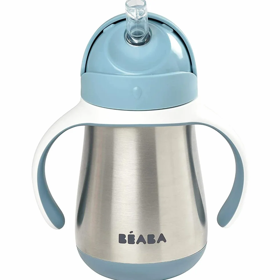 BÉABA Biberon Tasse d'apprentissage 2 en 1 Inox 250 ml Bleu