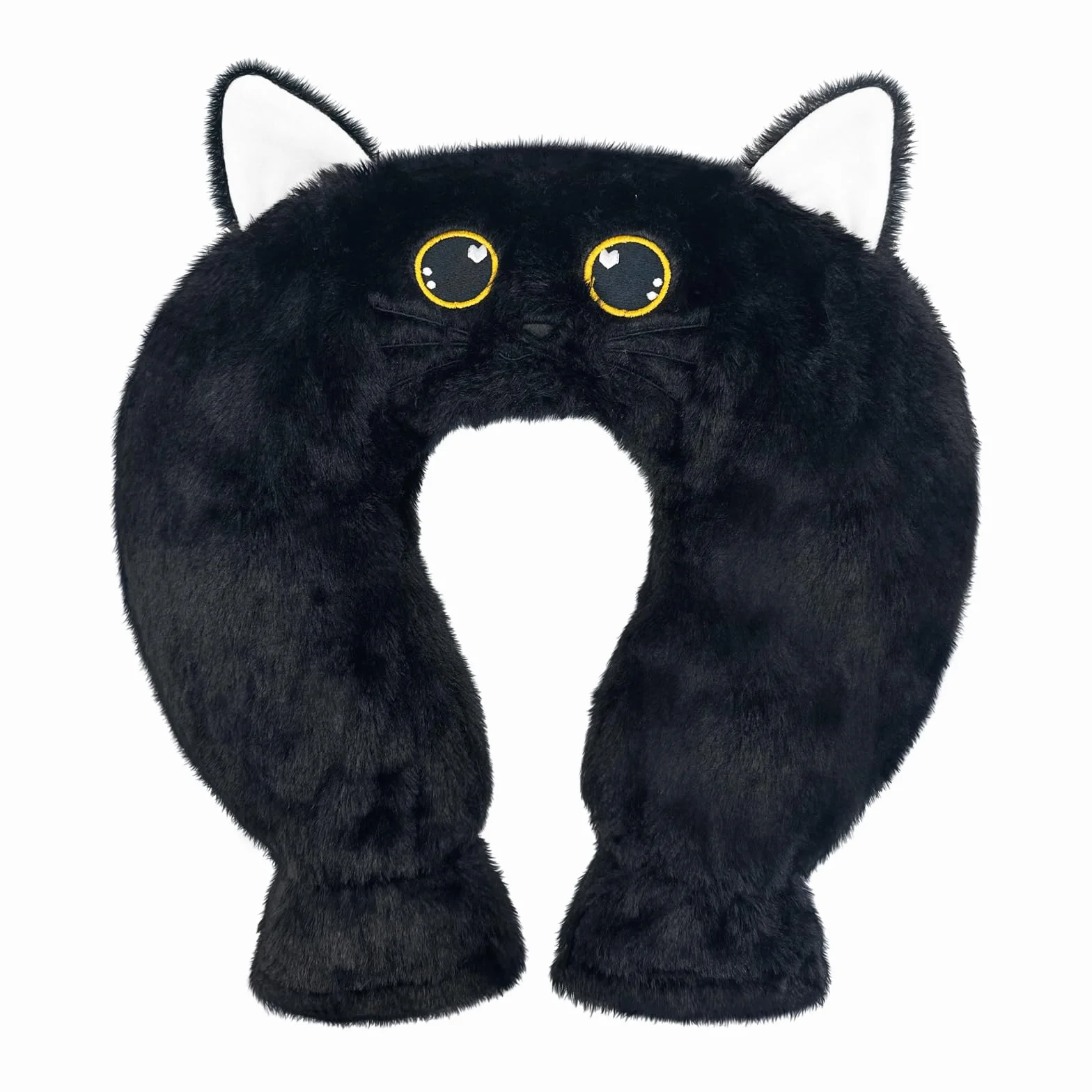 Bouillotte Eau Chaude 1 L avec Housse Douce, Coussin Chauffant Cervical et Épaule Chat Noir