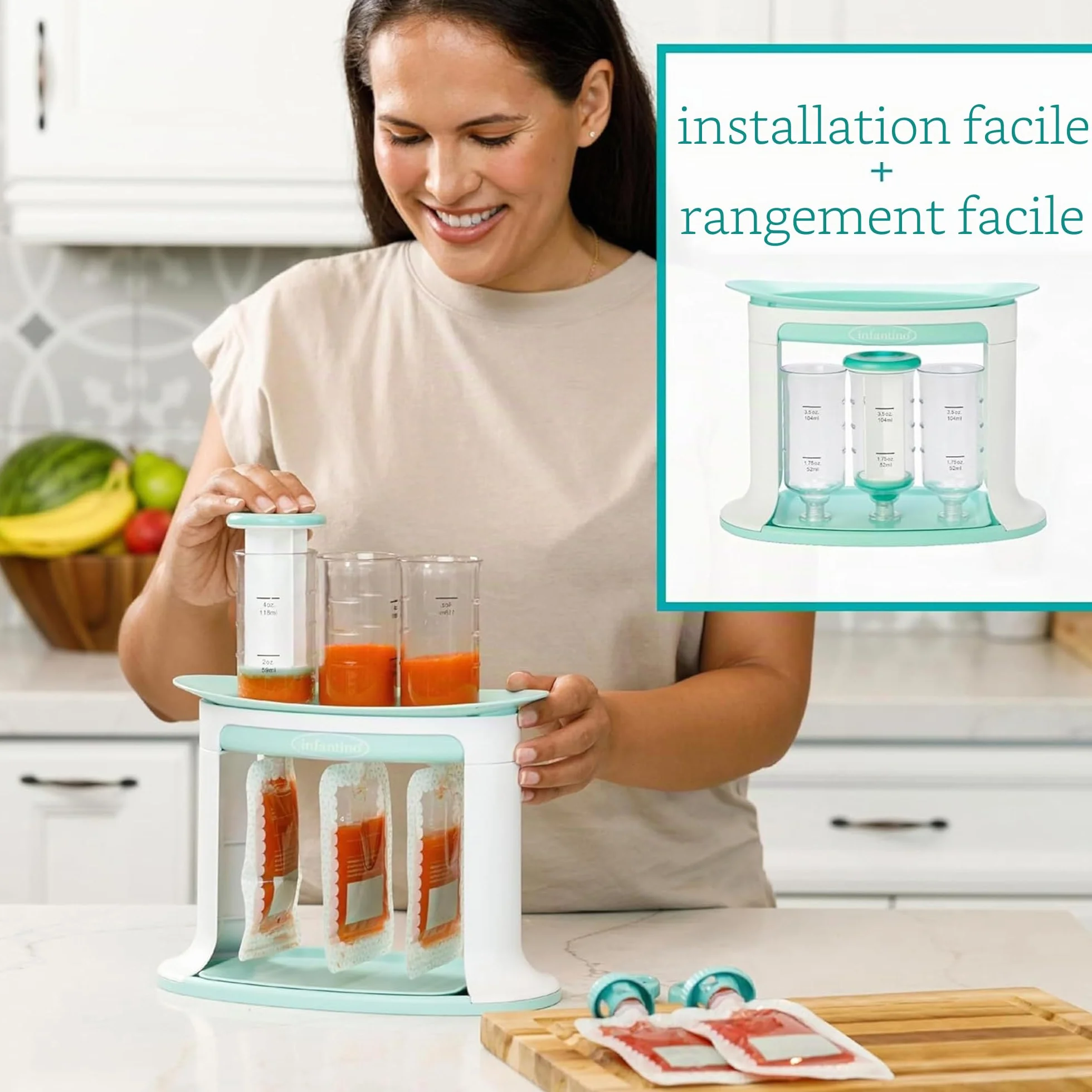 Infantino Squeeze Station, Station de Préparation des Gourdes Maison pour Bébés