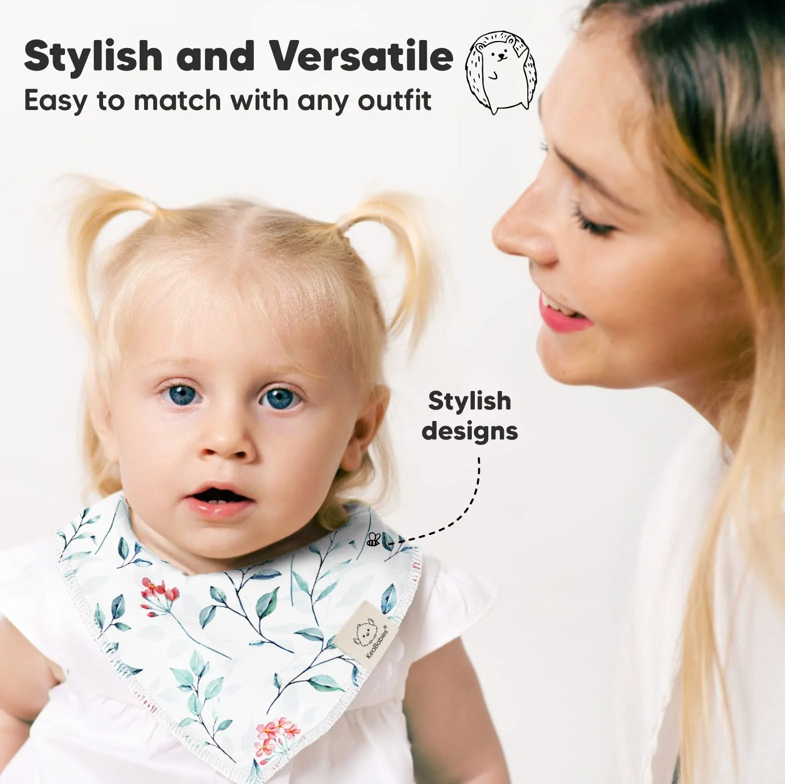 KeaBabies Bavoir bandana bébé coton bio absorbant fille
