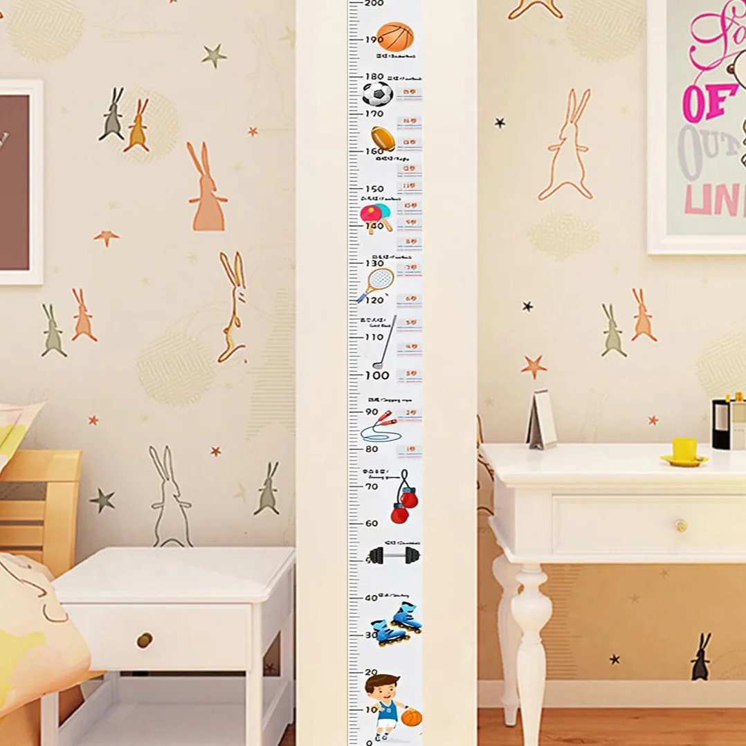 Toise Murale Enfant Sticker Mural Auto-Adhésif Croissance Mesure Hauteur 200x16cm Décoration Chambre