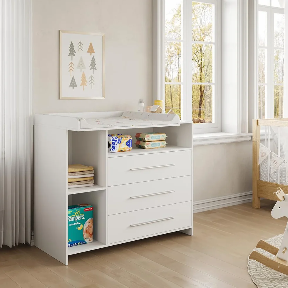 Vicco Commode à Langer Paula Blanc 110x93.5cm Plan à Langer Table à Langer Meuble Rangement