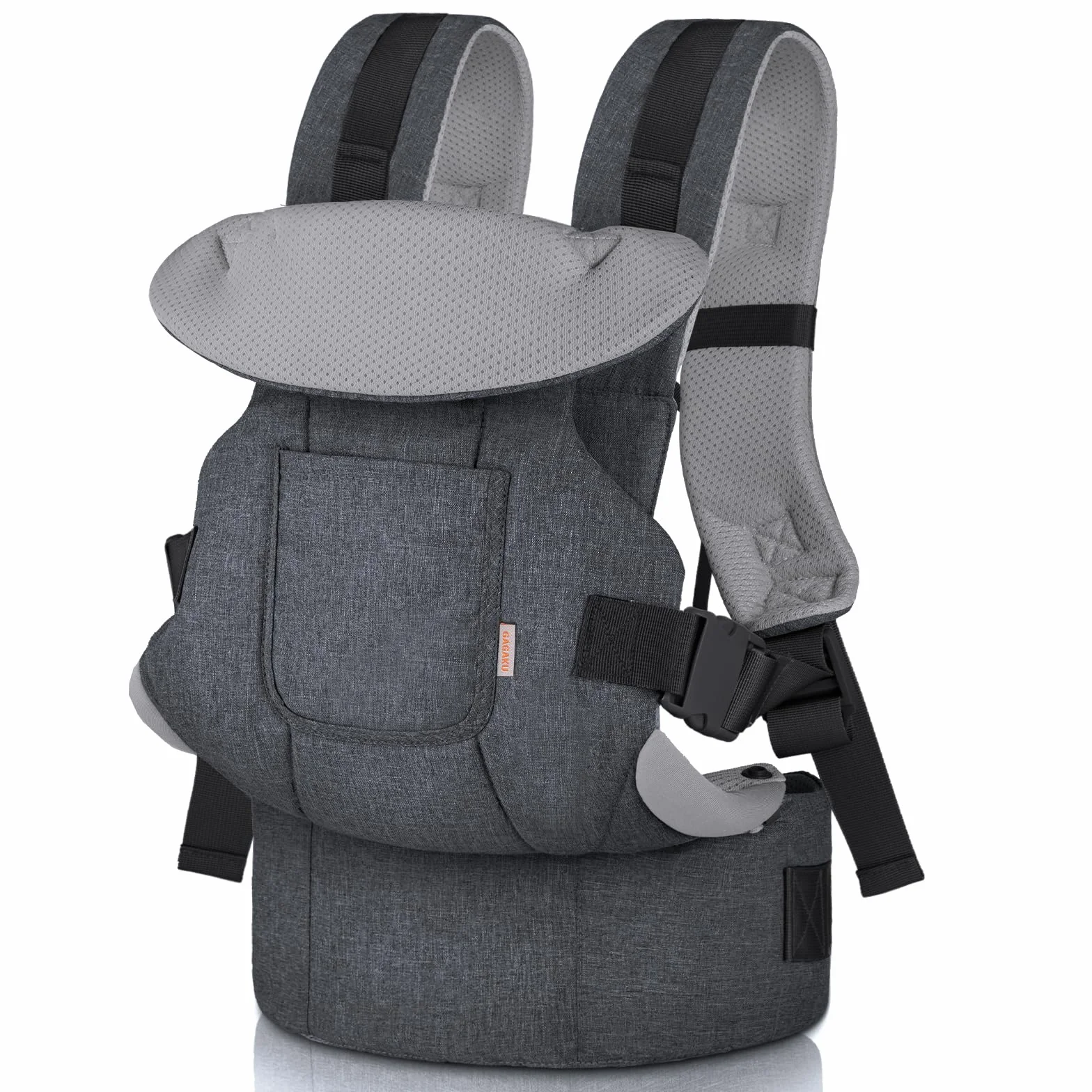 Porte-bébé 4-en-1 GAGAKU pour bébés 0-36 mois, gris foncé, face à face avant et arrière