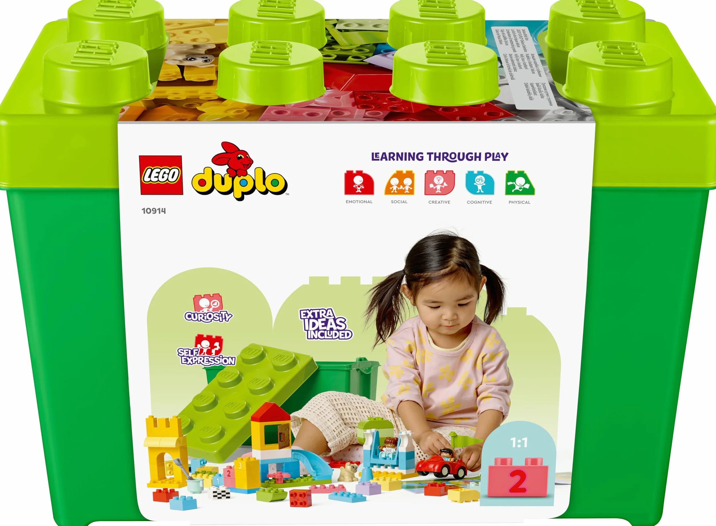 LEGO Duplo La Boîte de Briques Deluxe 10914 Jouet dès 1 an Motricité Fine Voiture Briques Chiffres Figurines Animaux Rangement