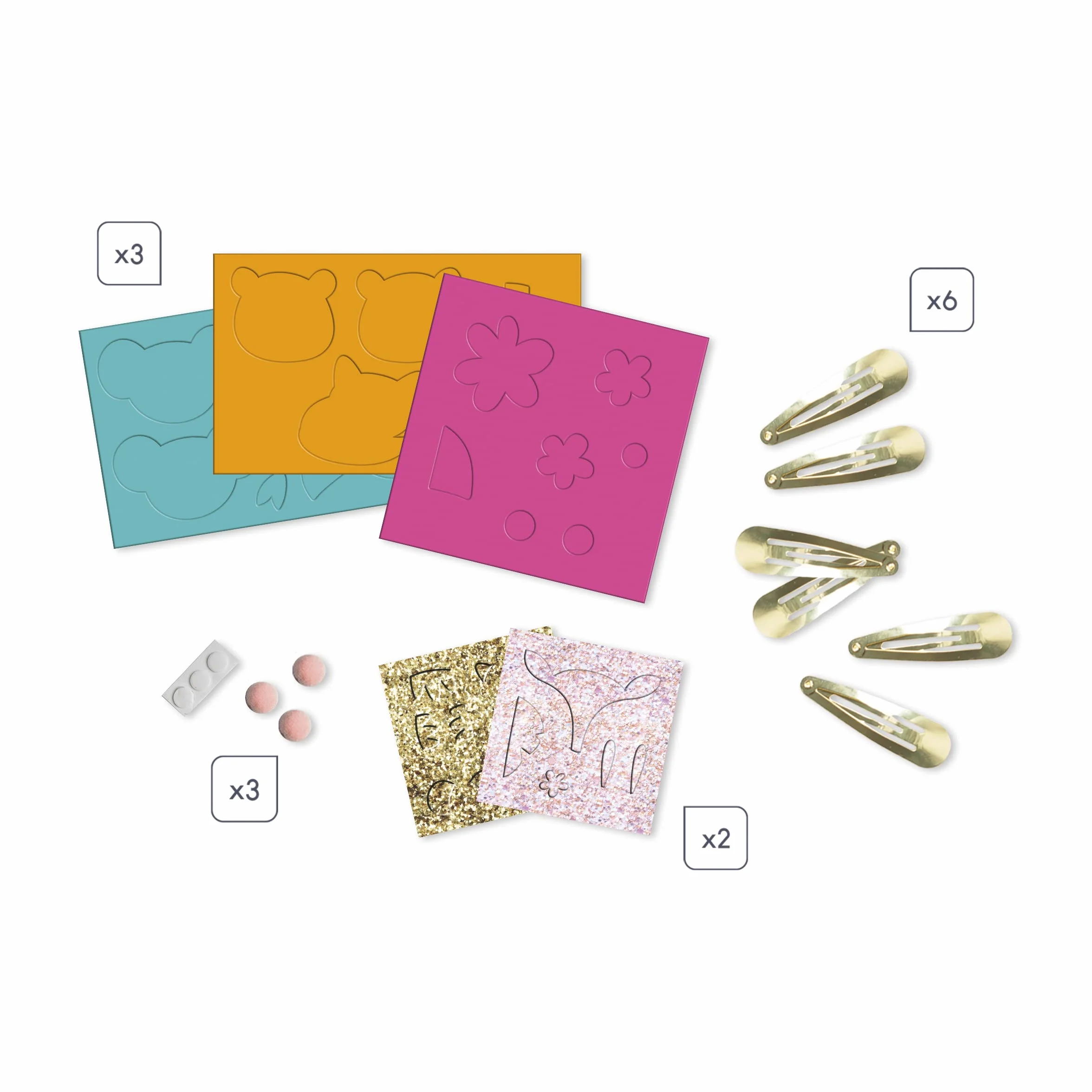 Janod Coffret 6 Barrettes à Créer Animaux Pailletés Les Ateliers Bijoux Kit Loisir Créatif Enfant Dès 6 ans