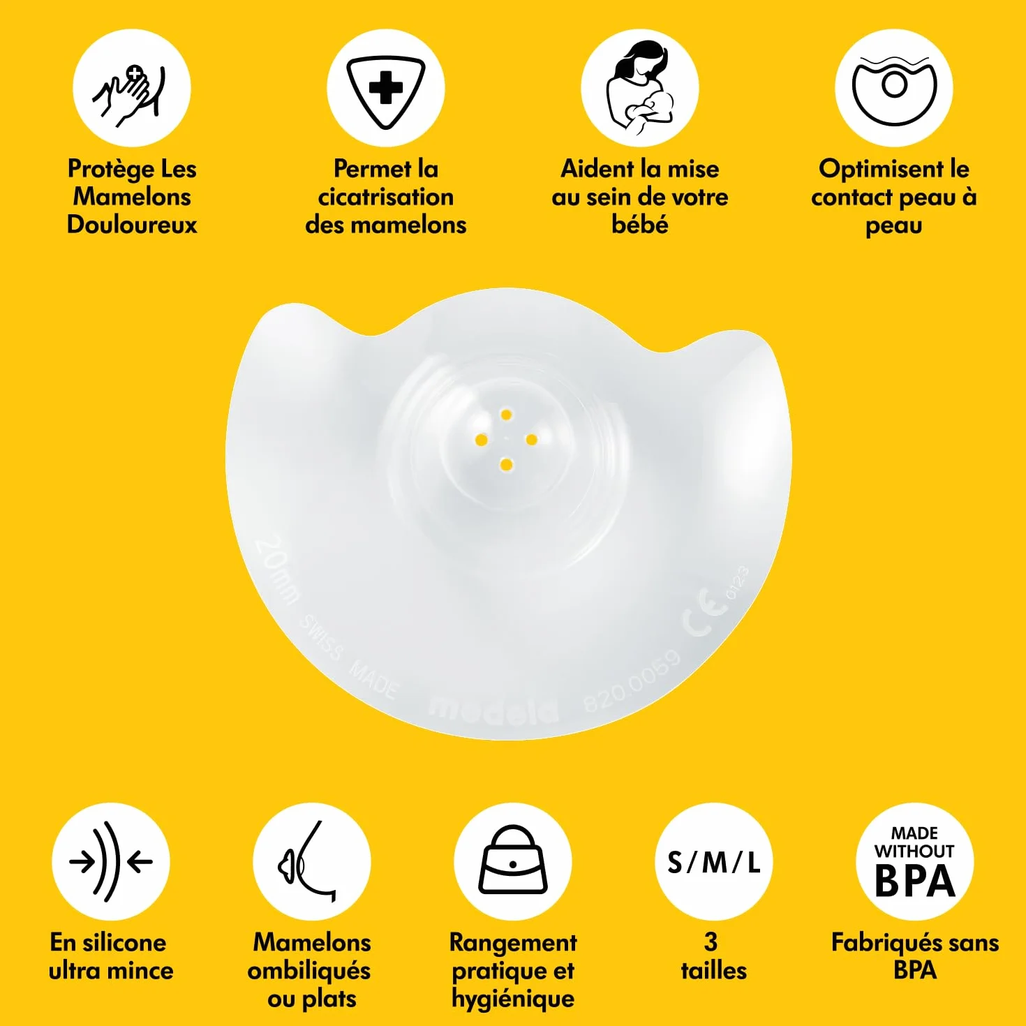 Medela Bouts de sein en silicone Contact 20 mm, 2 pièces, sans BPA