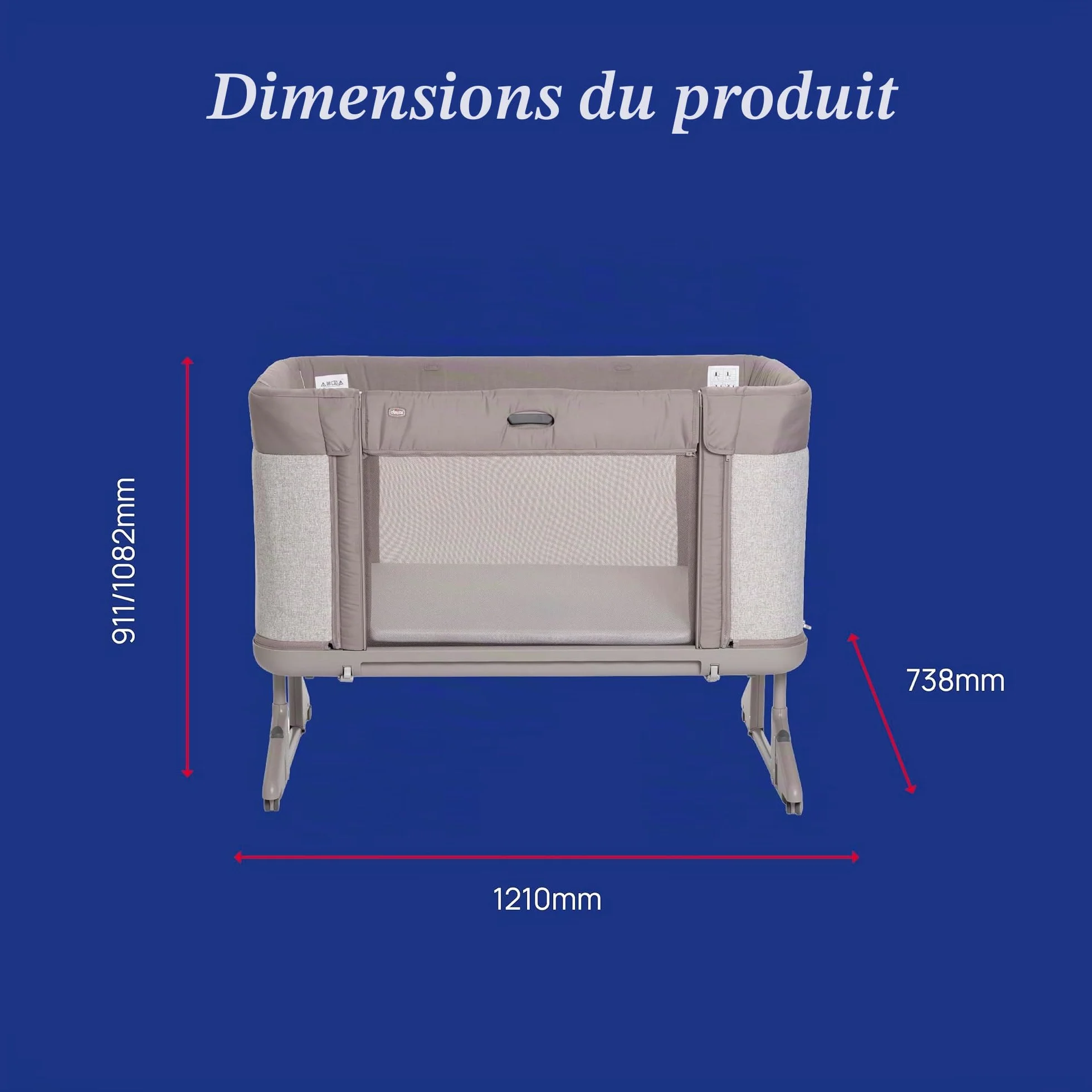 Chicco Next2Me Forever, Lit Bébé 3en1 jusqu'à 4 Ans (22 kg), Berceau avec Hauteur Réglable et Matelas Inclus