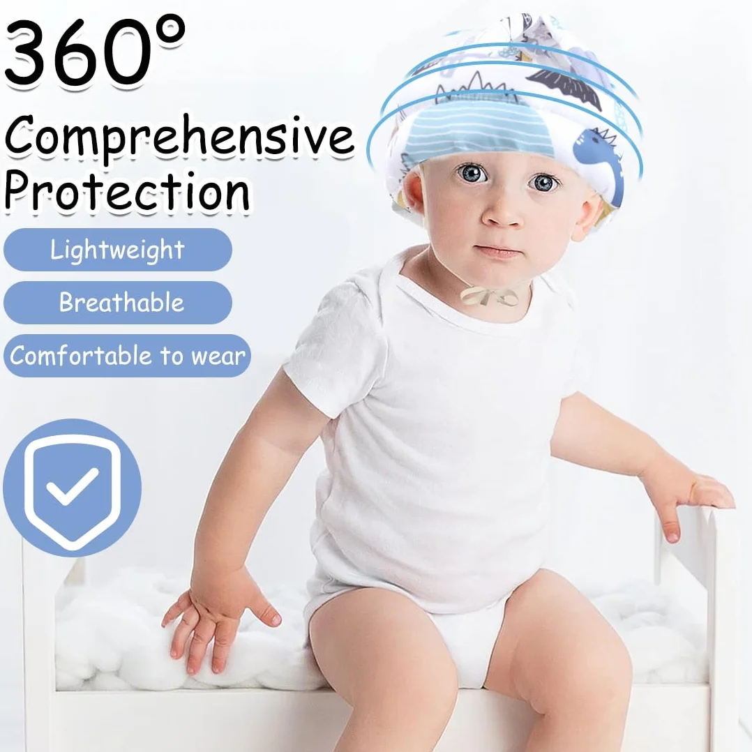 Casque de protection antichoc pour bébé en coton ajustable et respirant