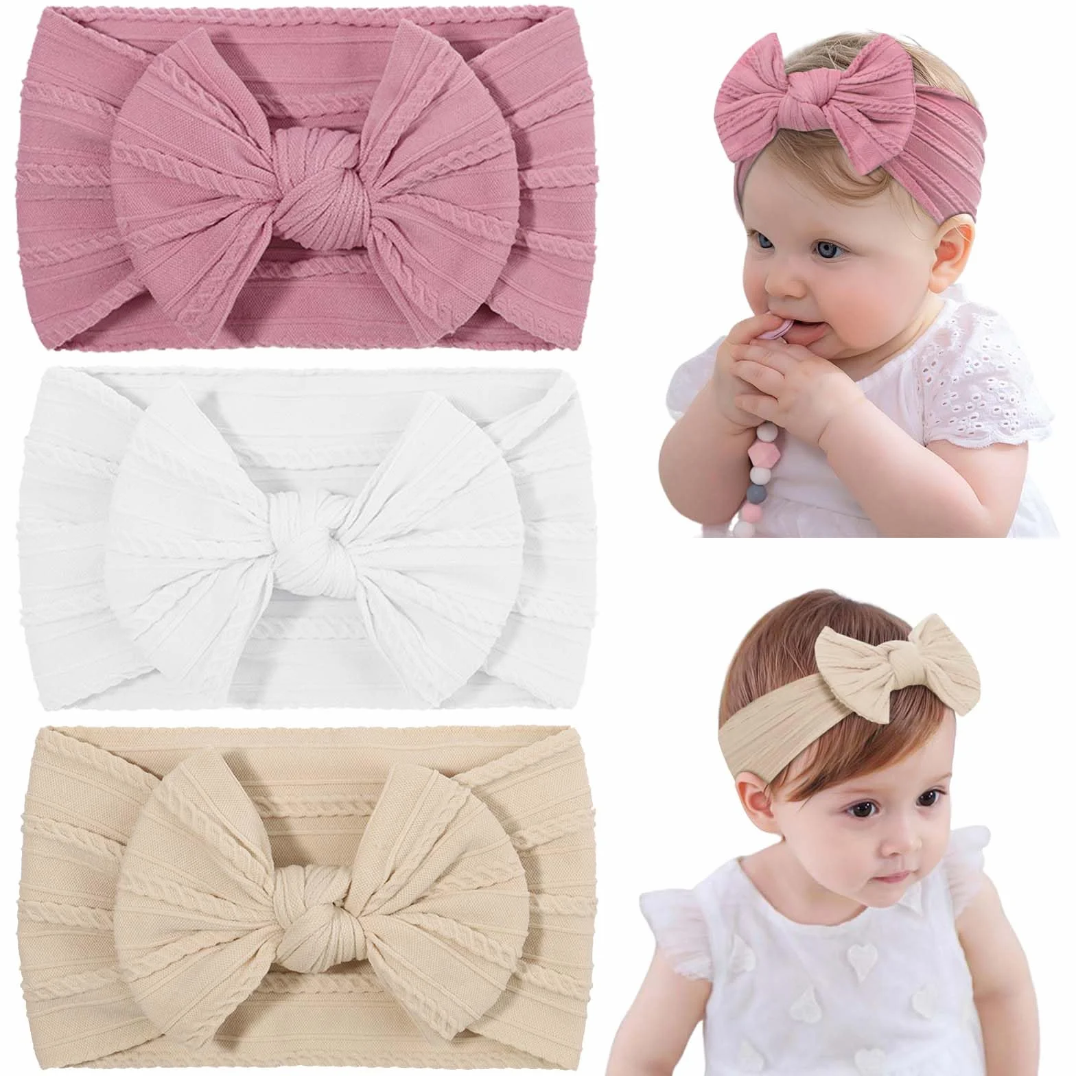 Bandeau Bébé Fille Nylon Souple Hypoallergénique 0-3 Ans Accessoire Photo Mariage