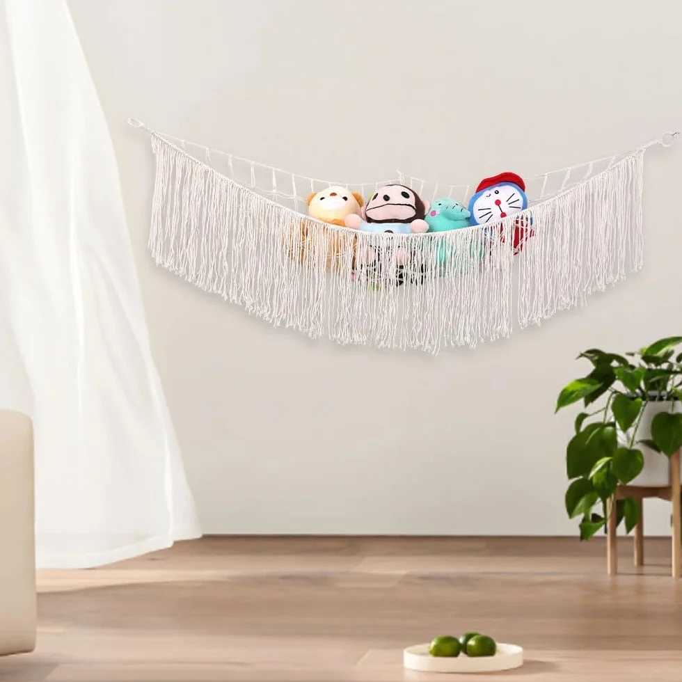 Hamac de Rangement pour Peluches, Sac en Filet Suspendu pour Jouets