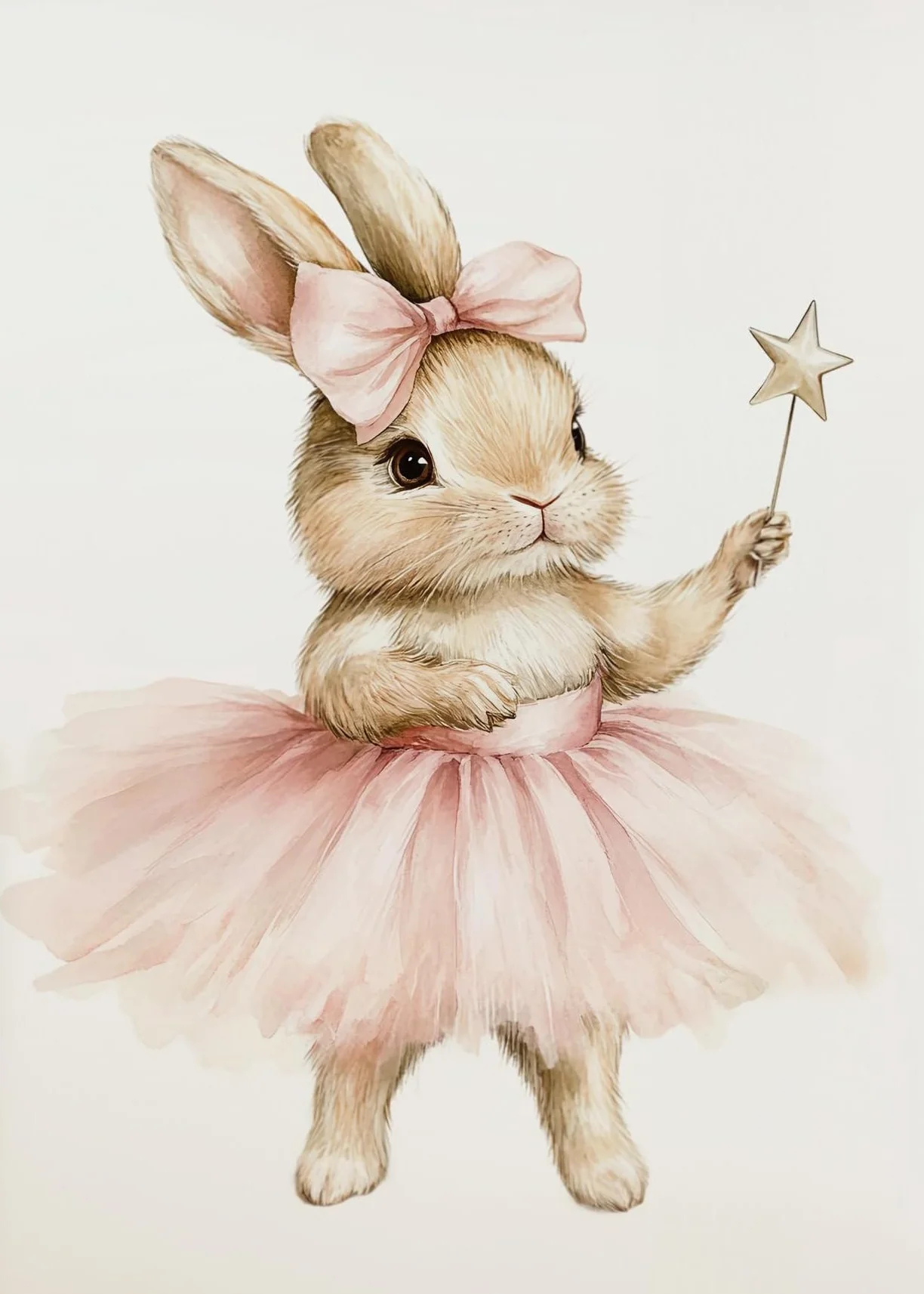 Affiche Lapin Chambre Fille 30x40cm Poster Boho Deco Chambre Enfant Rose Poudré Toile Sans Cadre