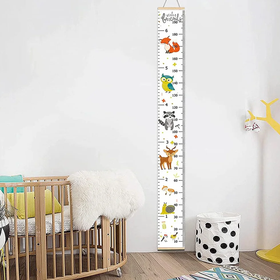 Toise Murale Enfant Règle de Hauteur 200x20cm Toile Amovible Décoration Chambre