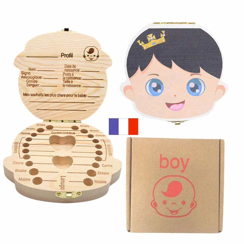 Personnalisée Boîte à dents pour enfants en bois Sauvegarder rangement souvenirs feuilles caduques