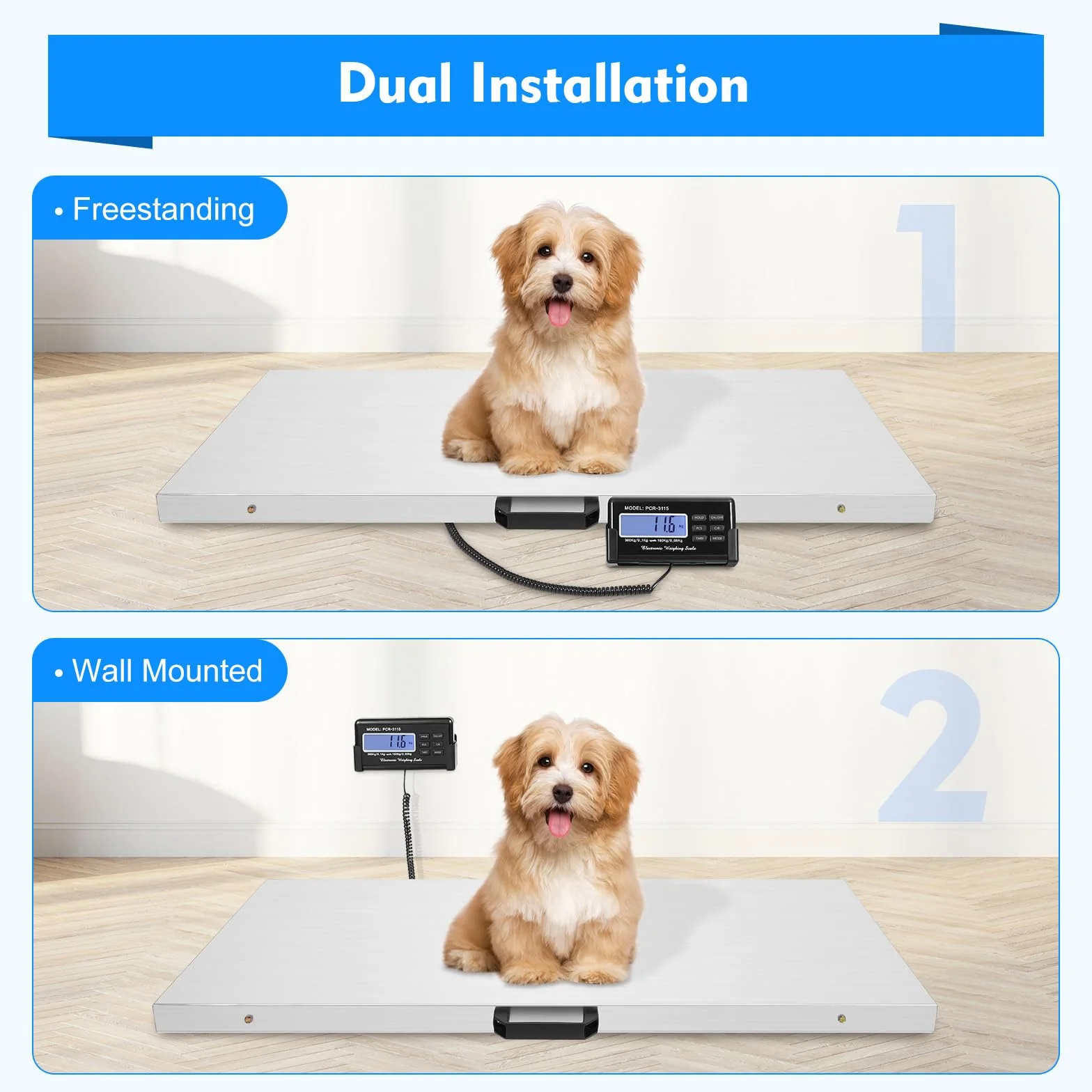 Pèse-bébé numérique de précision pour grands chiens - 300 kg - Balance numérique LCD pour chatons, chiots, lapins ou nourrissons - 103 x 53 cm