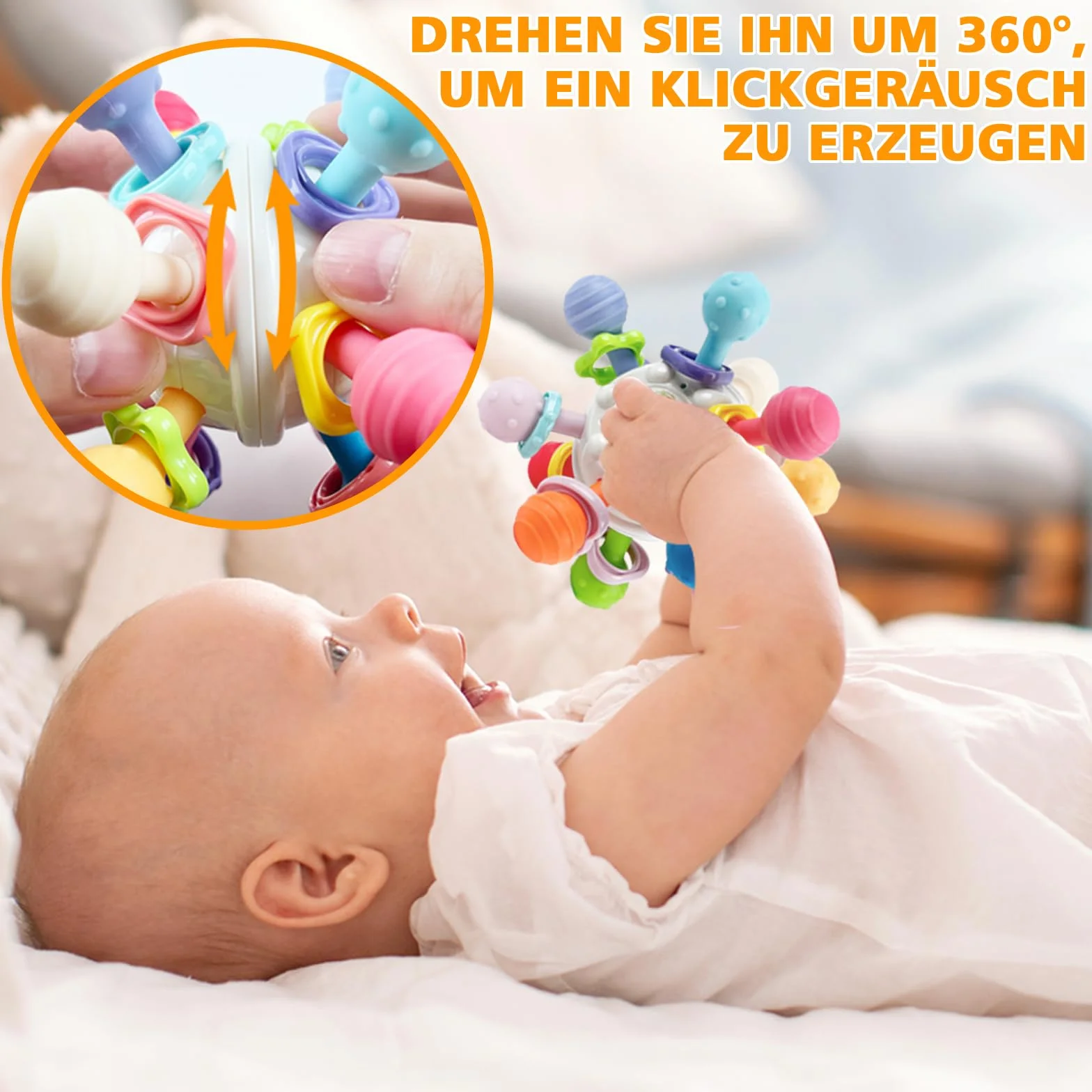Jouet Dentition Bebe Balle Sensorielle Hochet Développement 0-3 Mois Educatif Cadeau Enfant Garçon Fille 1 An