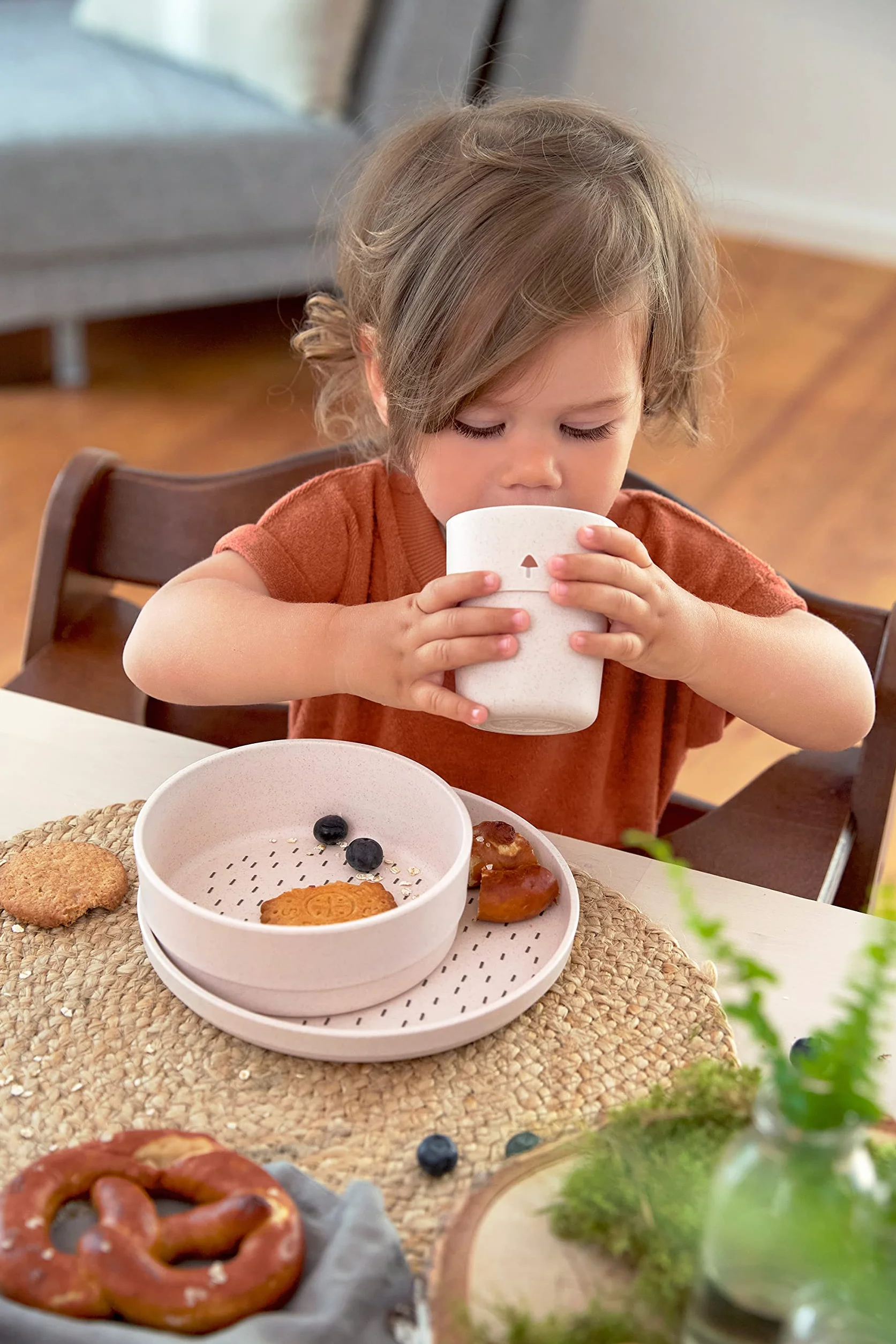 LÄSSIG Set de vaisselle enfants sans mélamine BPA Little Forest Rabbit lave-vaisselle micro-ondes