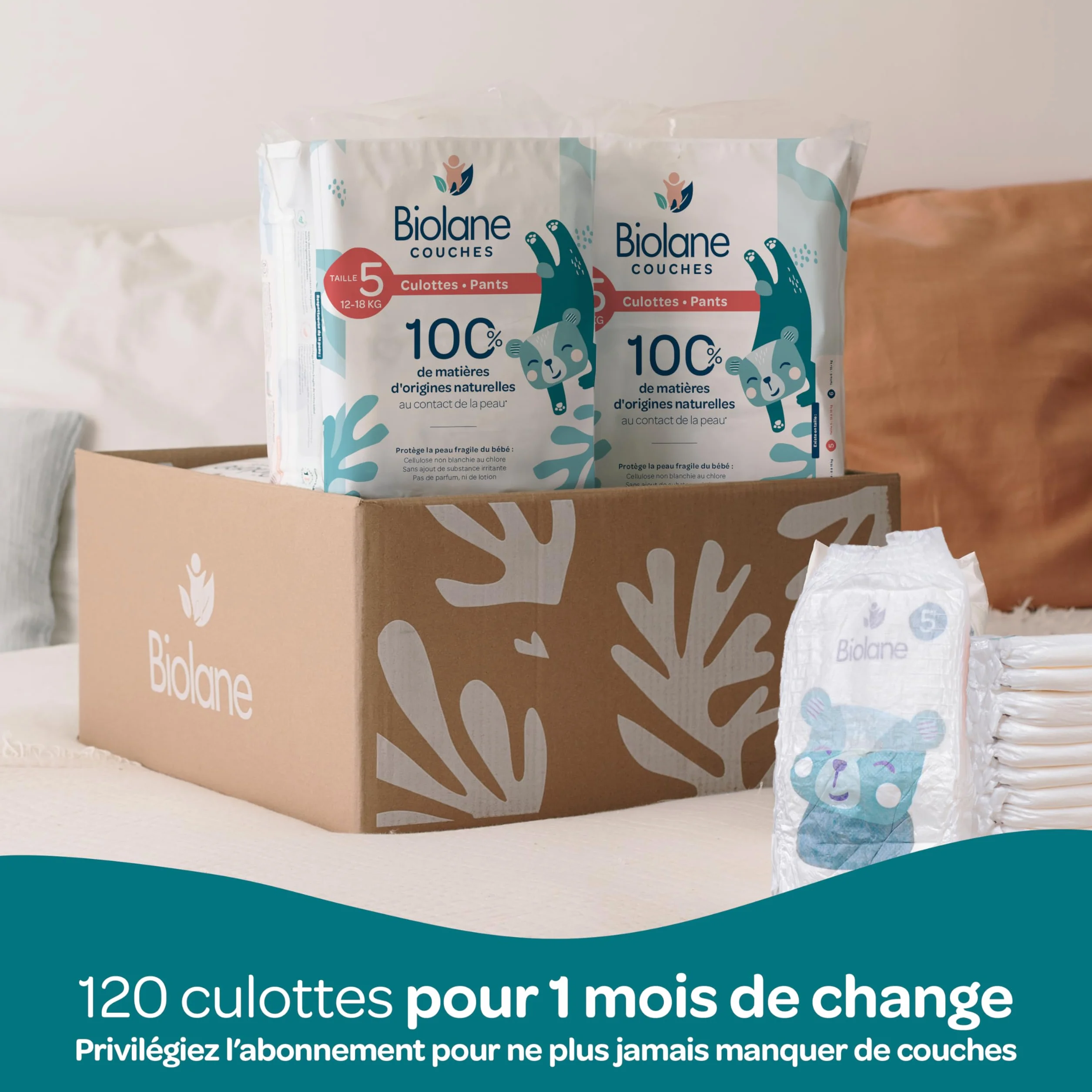 BIOLANE Couches Culottes Taille 5 (12-18kg) 120 Couches Pants Fabriquées en France