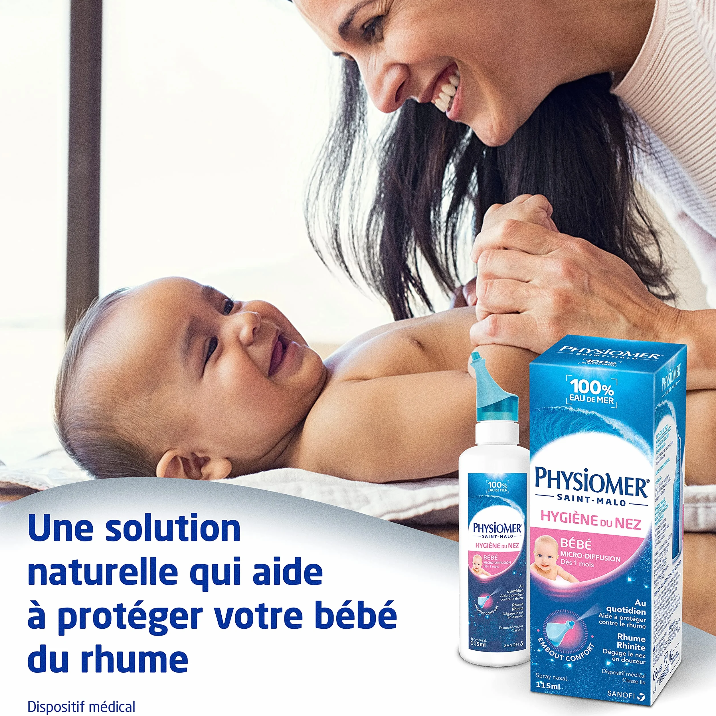 Physiomer Micro-Diffusion Spray Nasal 115 mL Dispositif Médical Hygiène du Nez Rhume et Rhinite