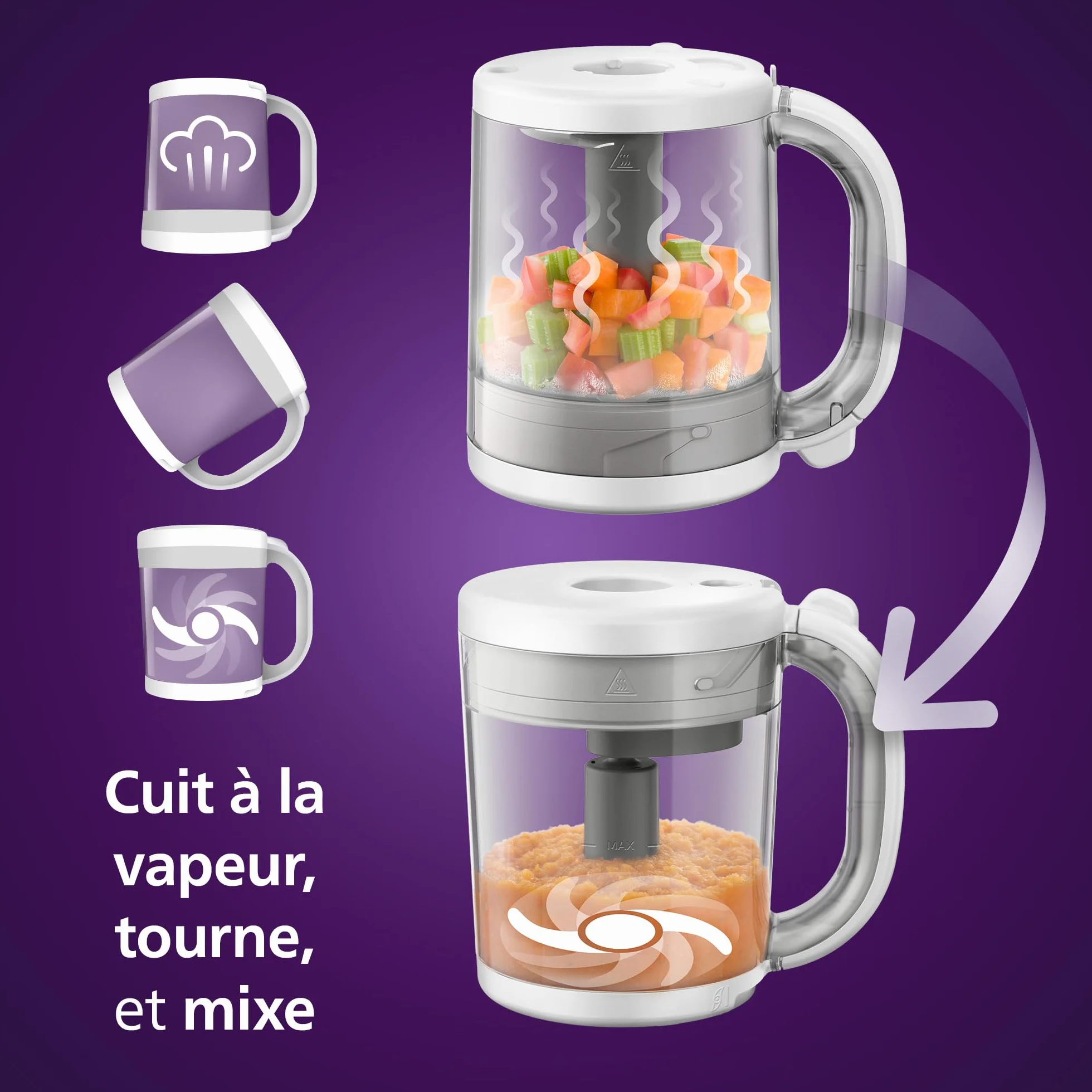 Philips Avent Robot cuiseur vapeur-mixeur 4 en 1 bébé SCF883/01