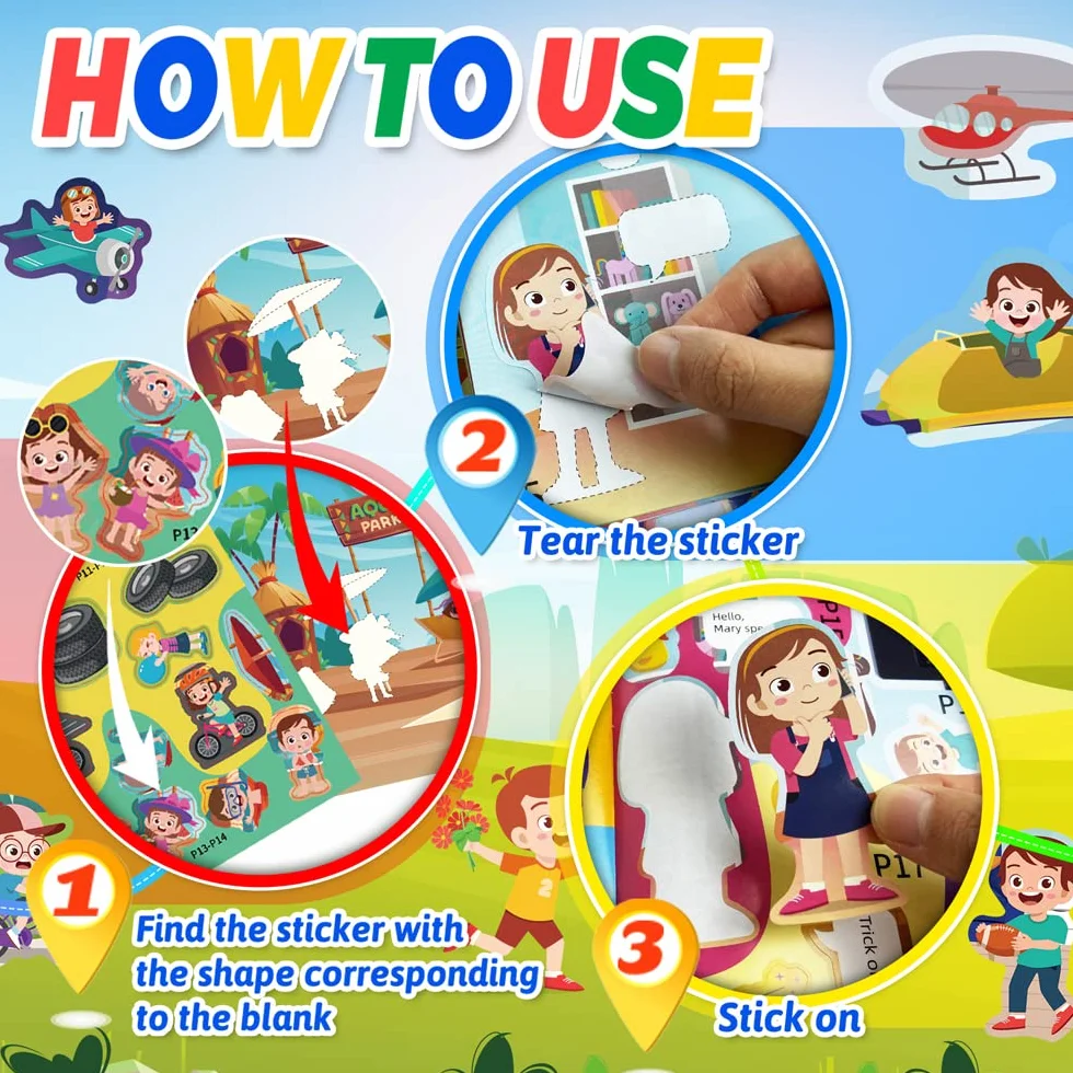 Felly Lot de 20 Livres d'Autocollants Réutilisables pour Enfant Montessori 2-6 Ans Jouet Educatif