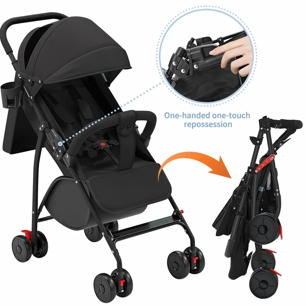 Poussette canne compacte Ingenious Noir 47x72x97cm de la naissance à 4 ans 25 kg