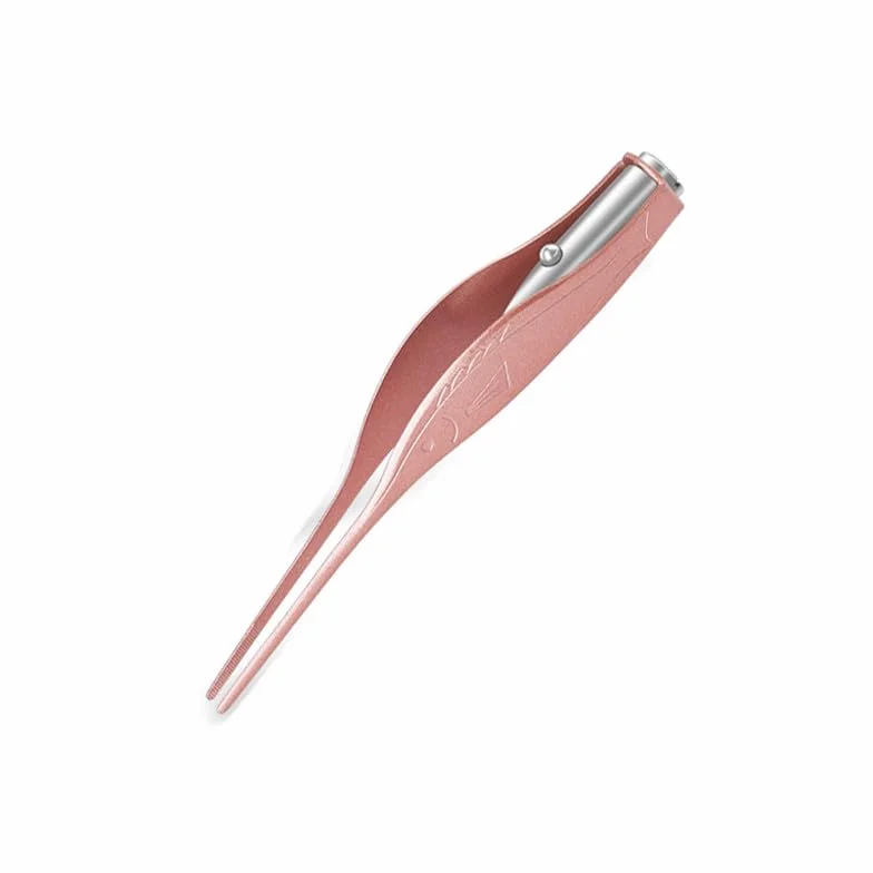 Pince à épiler LED avec lampe de poche étanche, nettoyage doux des oreilles, Rose Gold