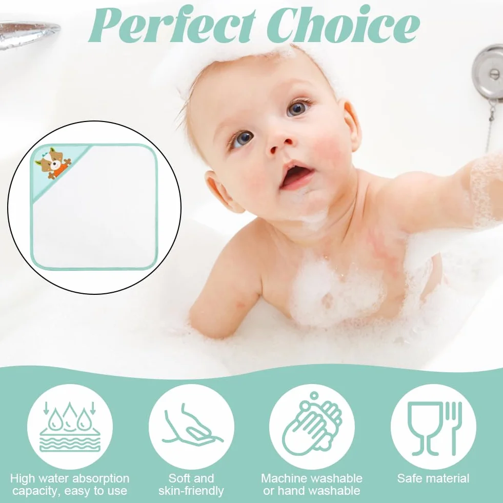 Serviette de Bain avec Capuche Bébé 65 x 65 cm Super Absorbante pour Nouveau-né 0-5 Ans