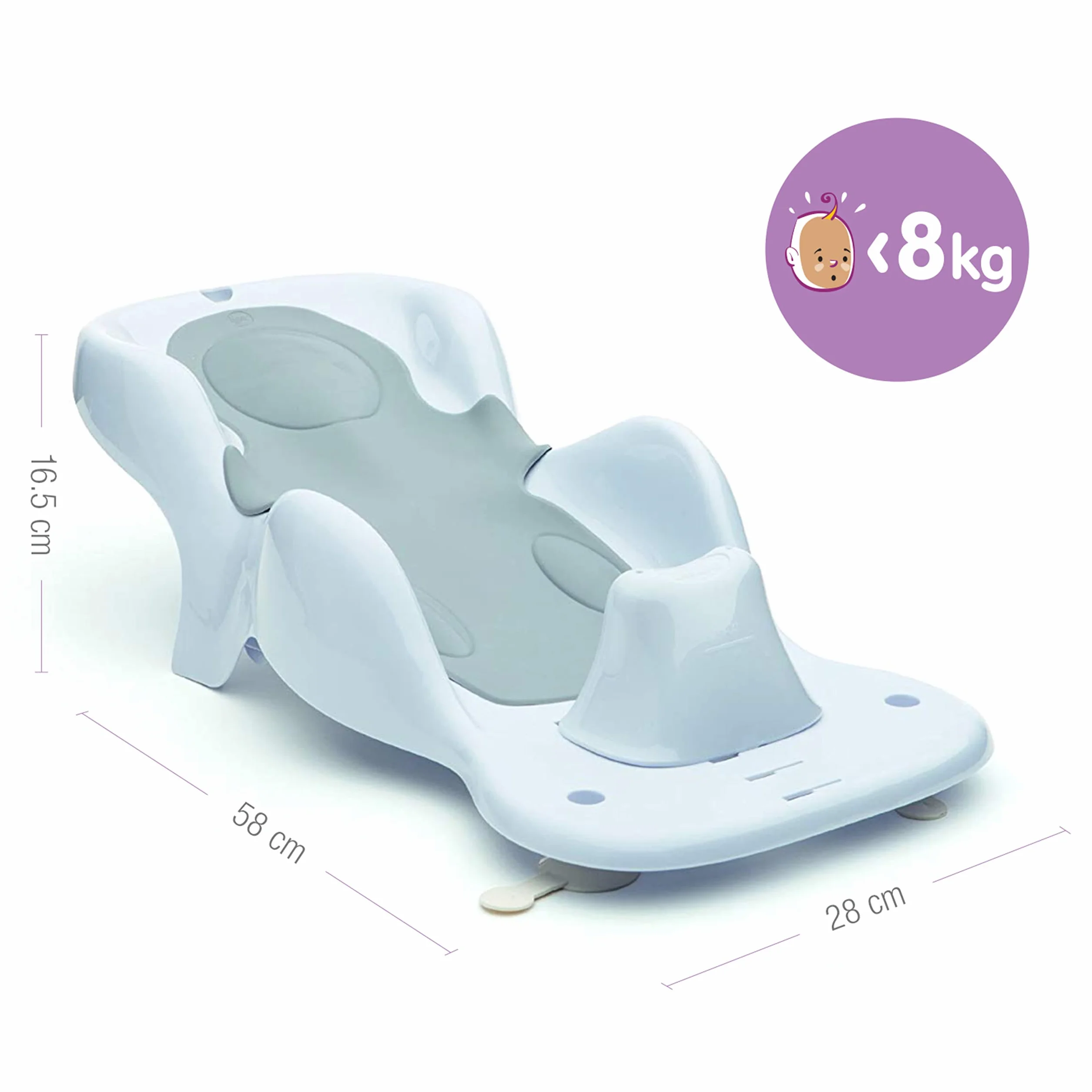 Tigex Transat de Bain bébé Évolutif Collexion 0-6 Mois 28 x 58 x 16,5 cm Gris Perle