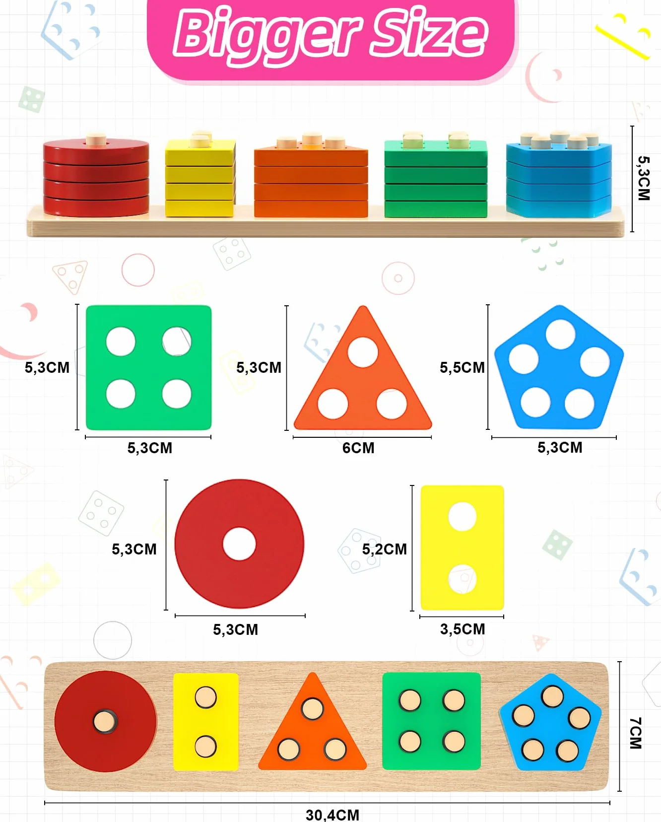 Jeux Montessori Enfant 1 2 3 Ans Jeu Educatif en Bois Puzzle à Empiler et de Tri Cadeau Garçon Fille